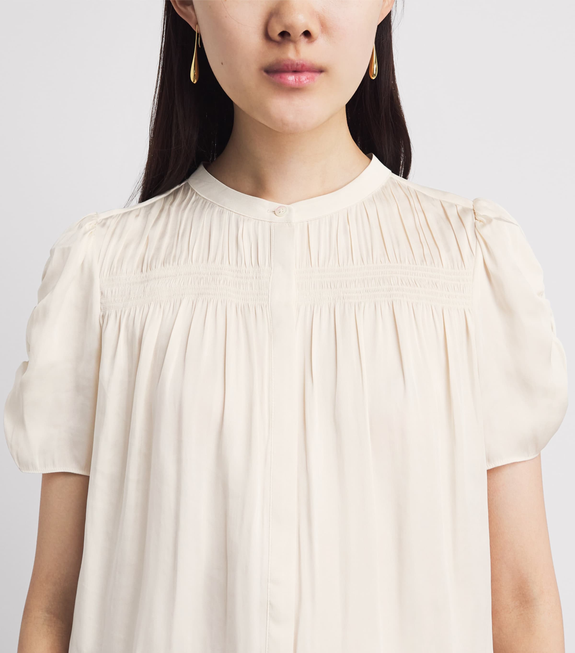 PAIGE Womens Ruched Diego Blouse Antique White Image 3