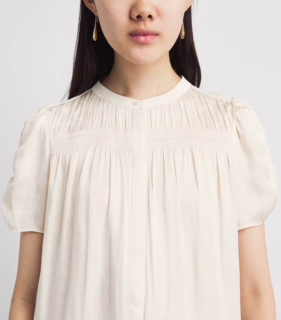 PAIGE Womens Ruched Diego Blouse Antique White Image 3