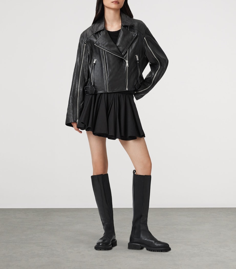 Leather Masone Biker Jacket BLACK Image 2