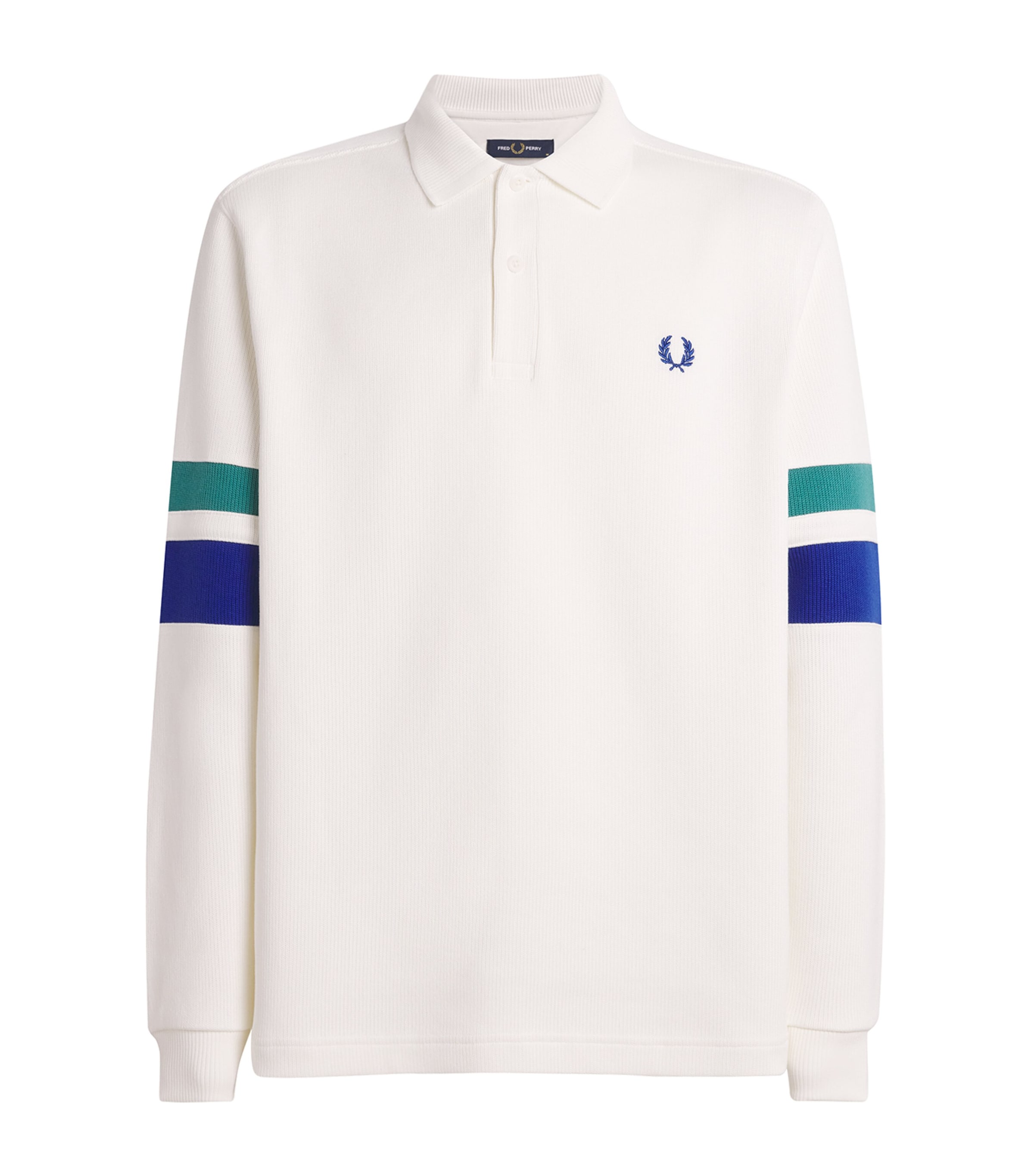 Fred Perry Mens Tipped Long-Sleeve Rugby Shirt Snow White Image 1