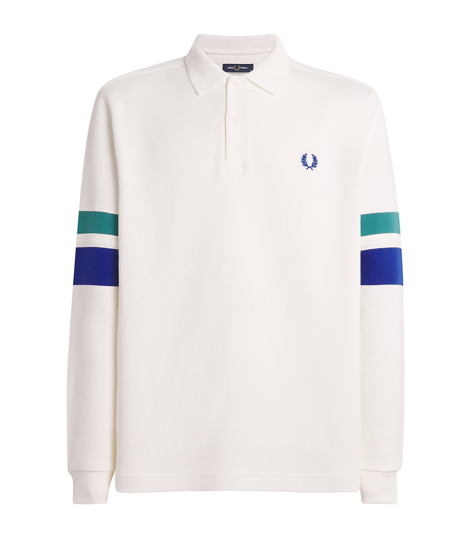 Fred Perry Mens Tipped Long-Sleeve Rugby Shirt Snow White Image 1