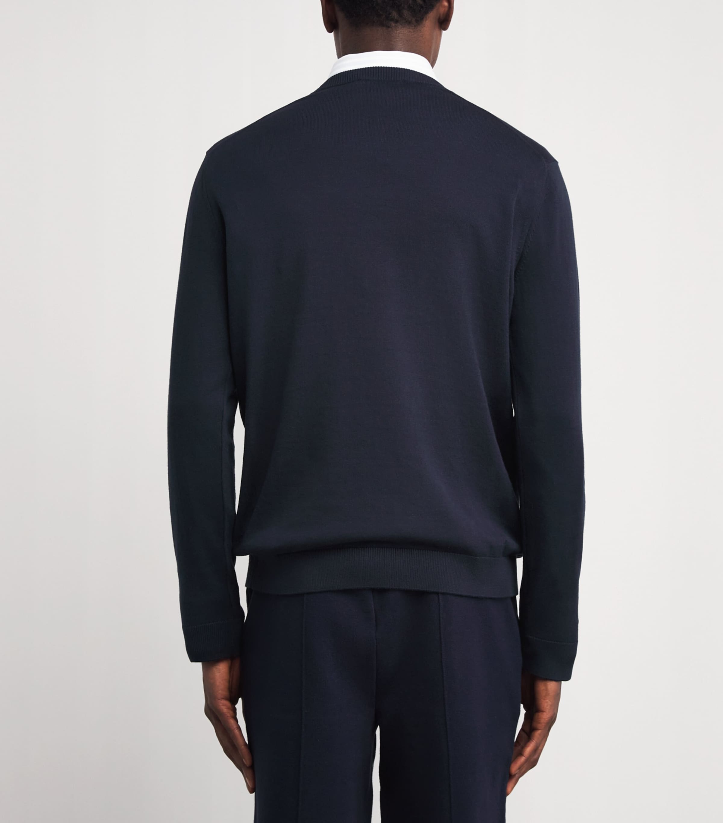 Falke Mens Cotton Crew-Neck Sweater Night Sky Image 5