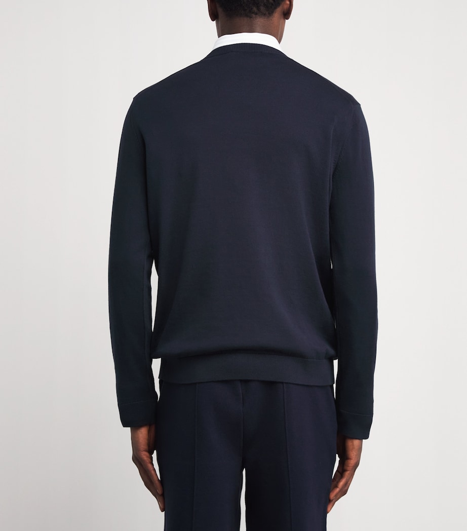 Falke Mens Cotton Crew-Neck Sweater Night Sky Image 5