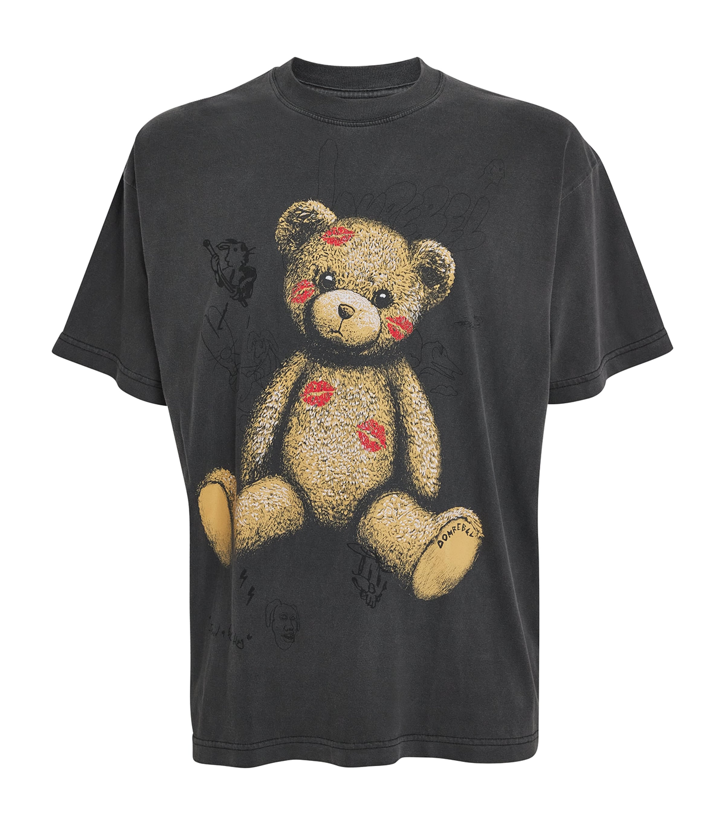 Domrebel Cotton Teddy Print Kiss T-shirt In Black
