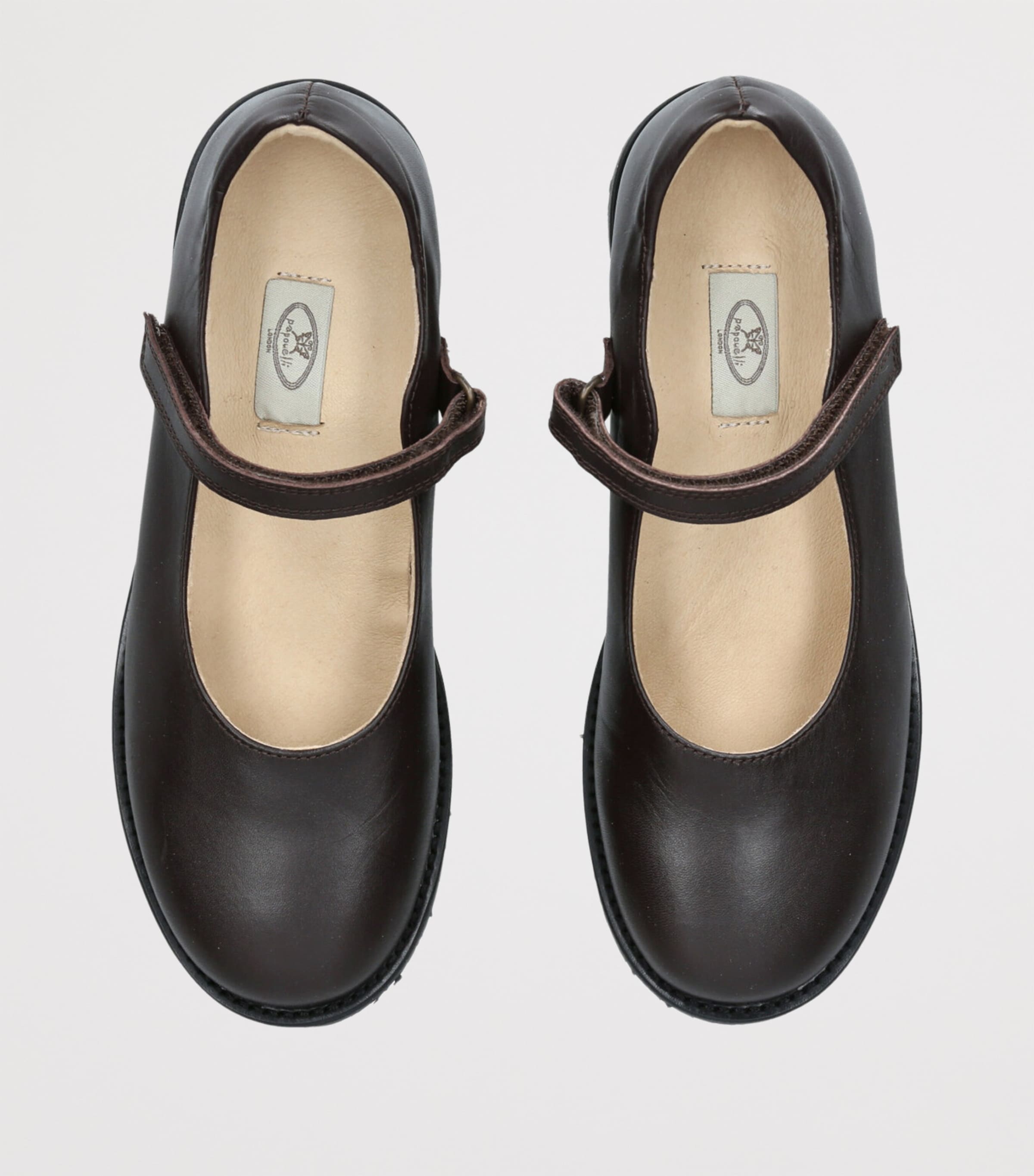 papouelli Leather Emilia Mary Janes Dark Brown Image 4