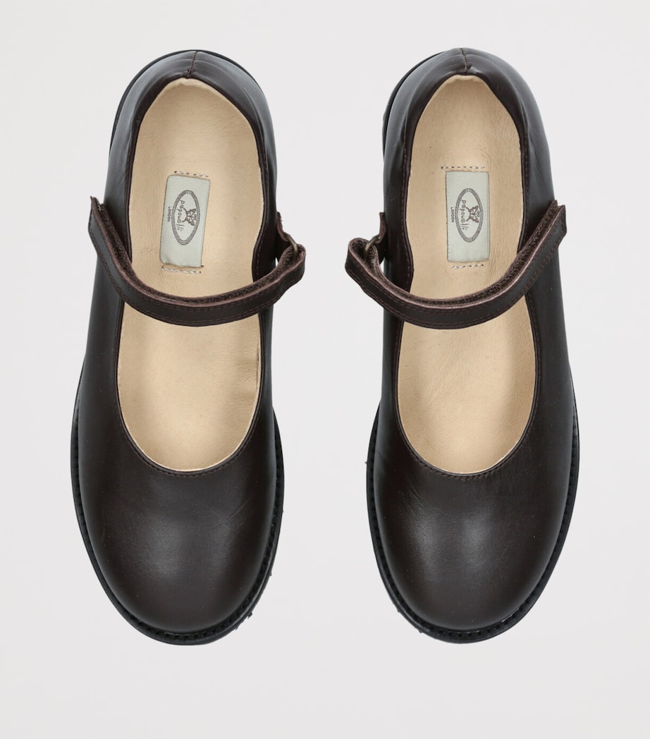 papouelli Leather Emilia Mary Janes Dark Brown Image 4