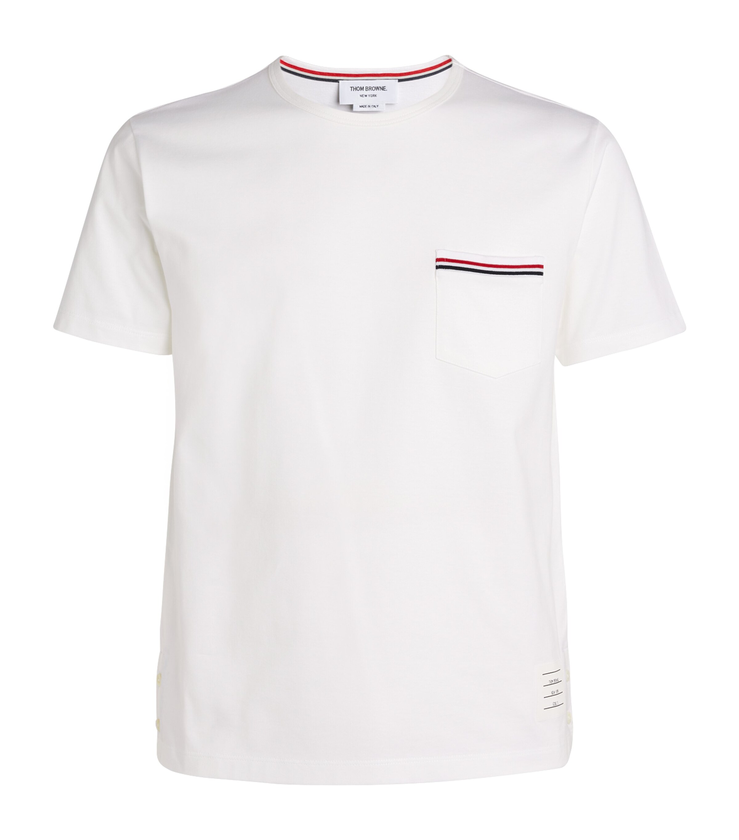 Shop Thom Browne Tricolour Pocket T-shirt In White