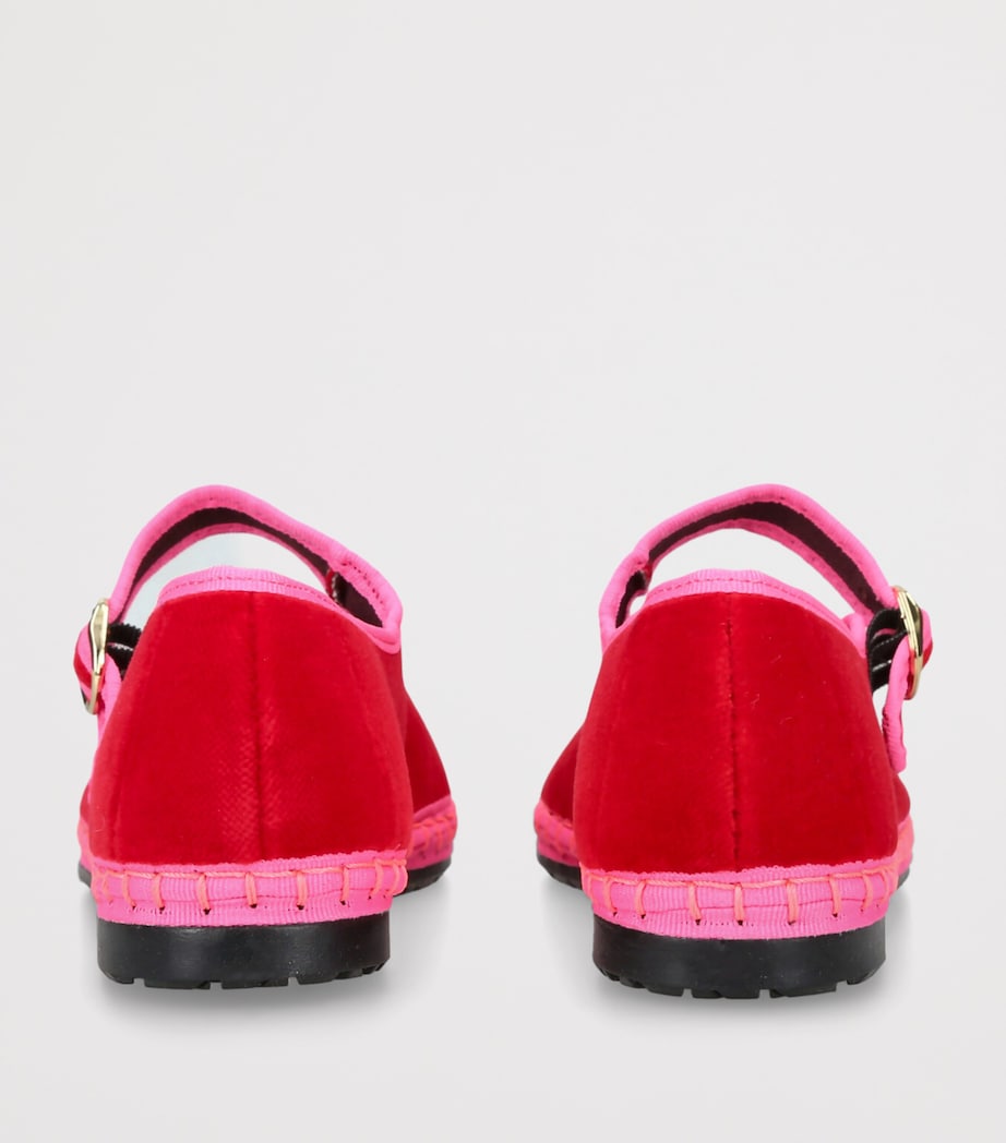 Flabelus Velvet Aurelie Mary Jane Flats Pink Comb Image 2