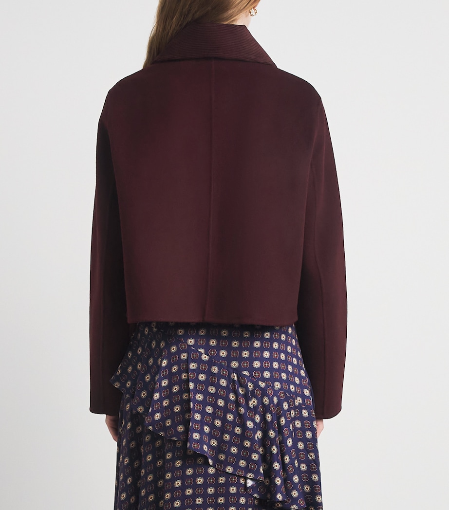 Claudie Pierlot Womens Wool-Blend Corduroy Jacket Dark Burgundy Image 5