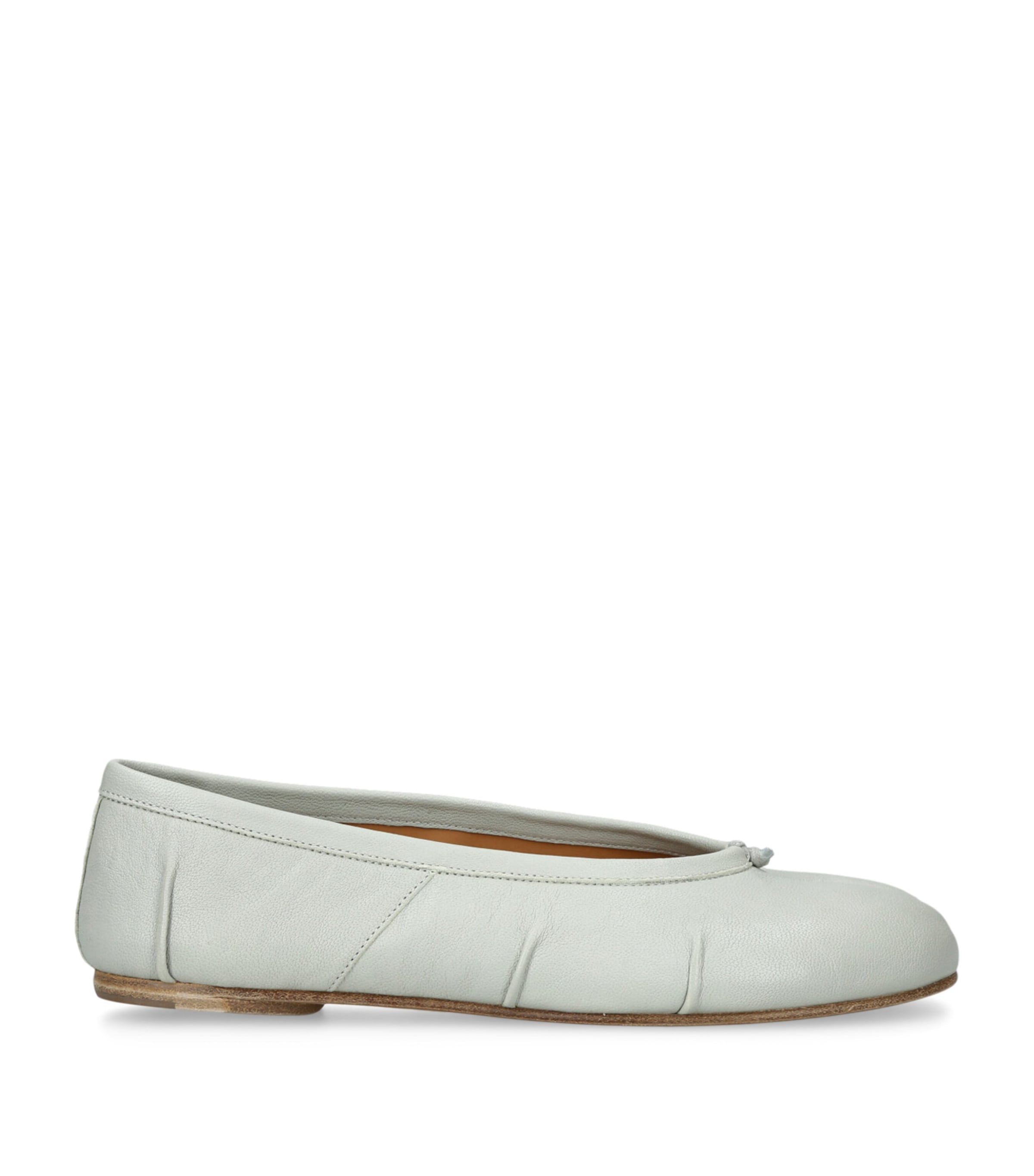 Maison Margiela Womens Leather Tabi Ballet Flats Bone Image 1