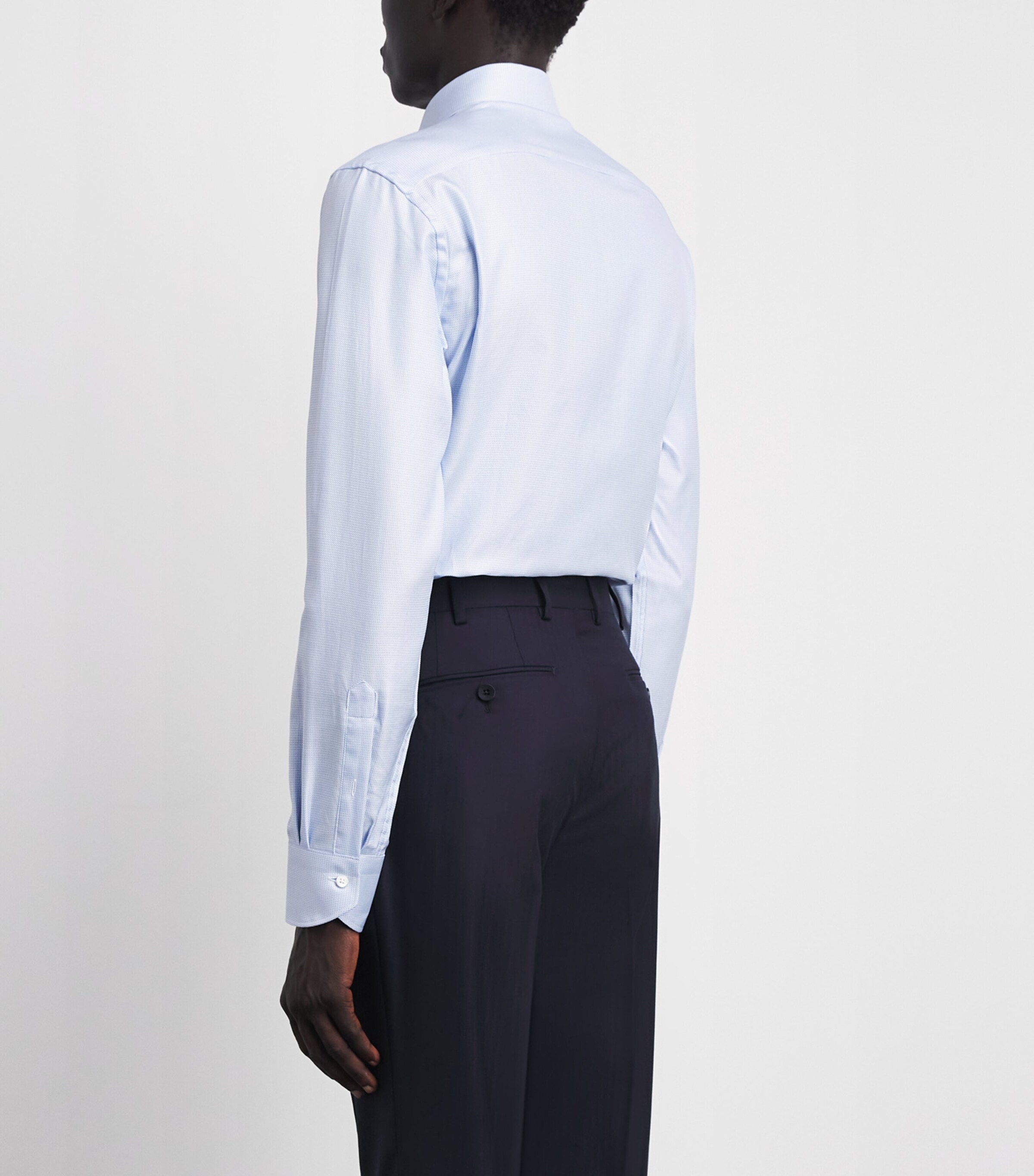 Canali Mens Cotton Micro-Pattern Shirt Blue Image 5