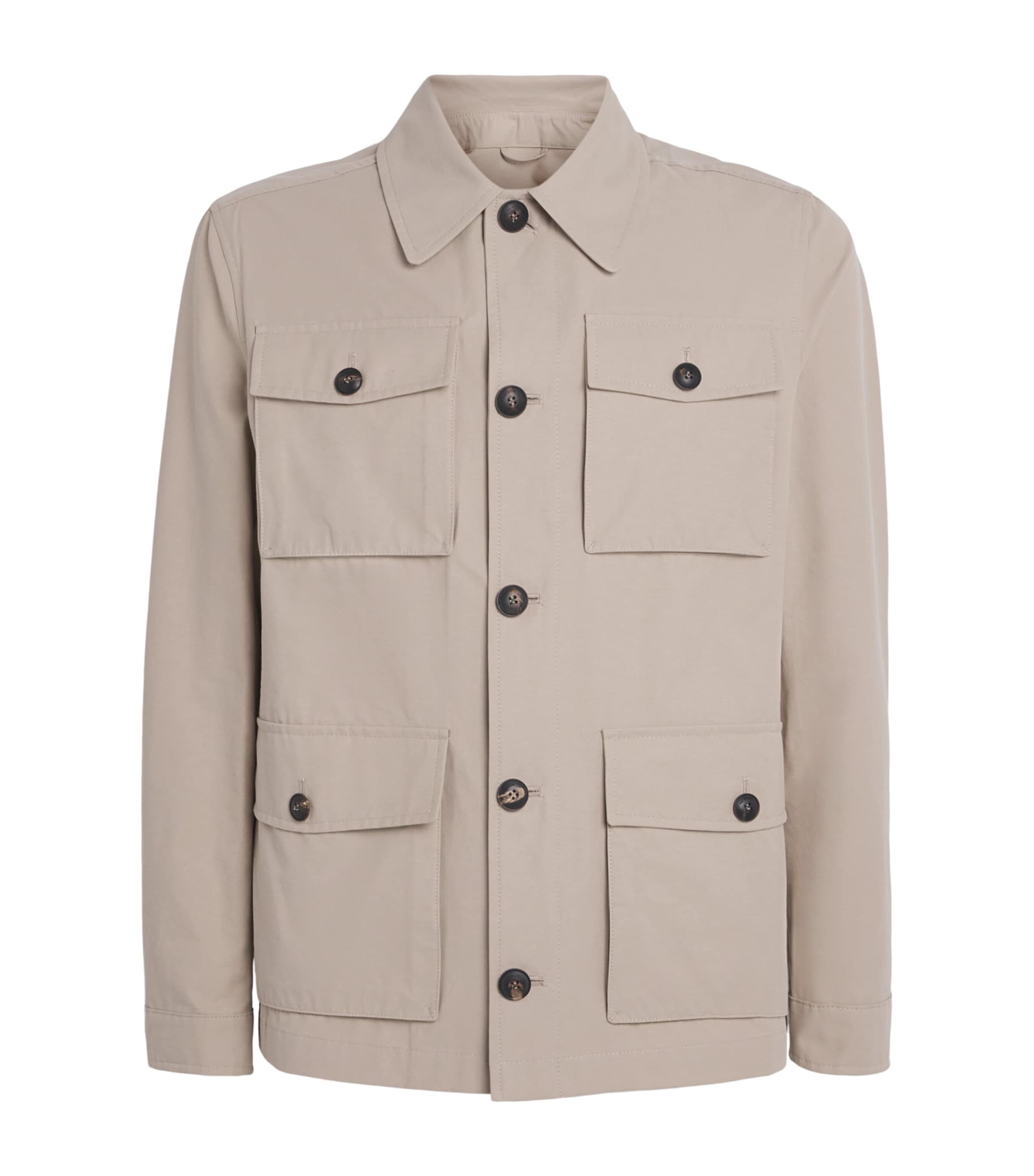 Pal Zileri Mens Cotton-Blend Field Jacket Light Brown Image 1