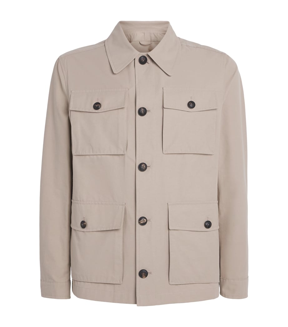 Pal Zileri Mens Cotton-Blend Field Jacket Light Brown Image 1