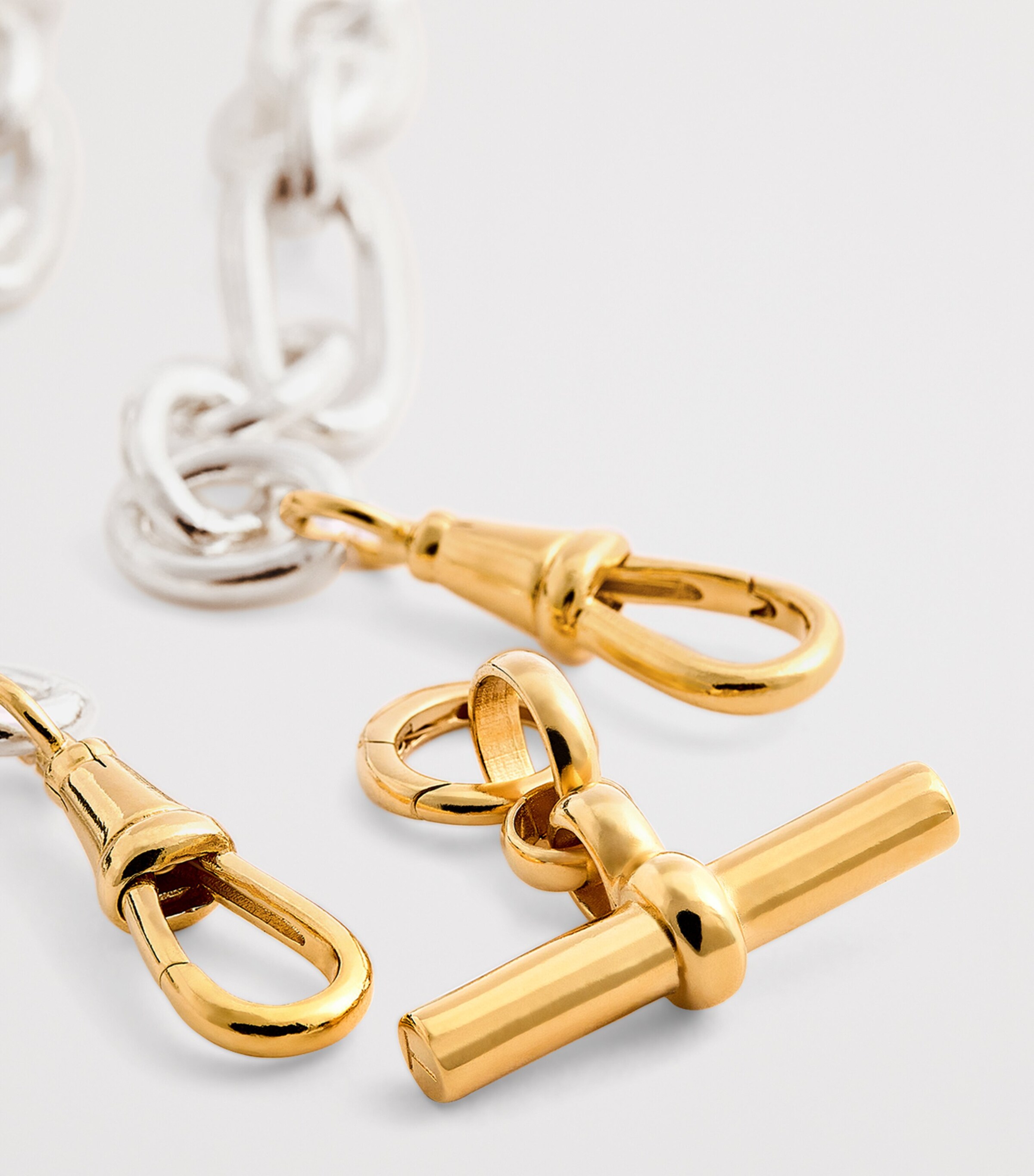 Medium Sterling Silver T-Bar Clipt Necklace SILVER/GOLD Image 5