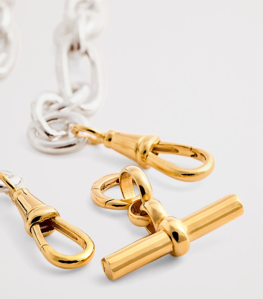 Medium Sterling Silver T-Bar Clipt Necklace SILVER/GOLD Image 5