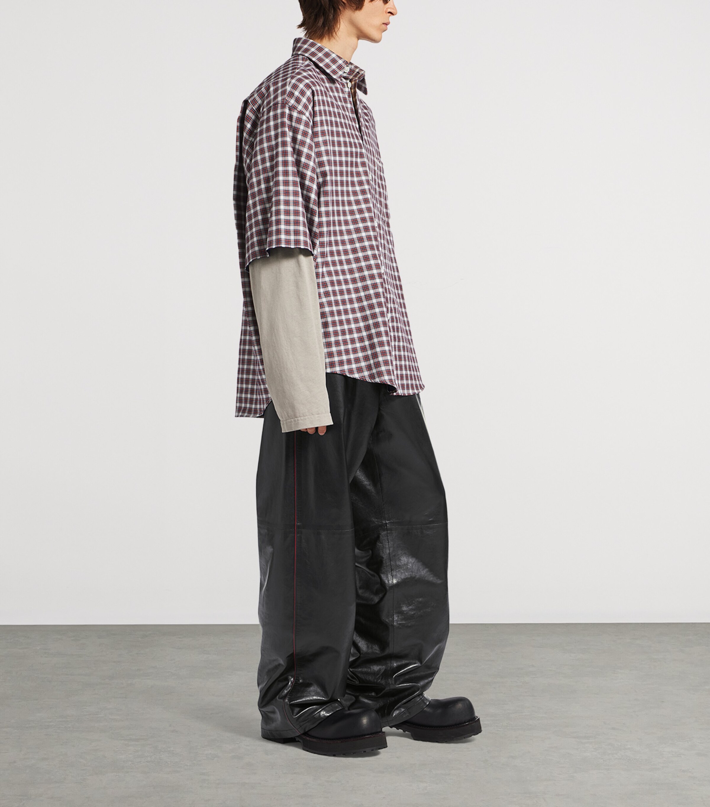 Balenciaga Mens Cotton Layered Wrong Sleeve Shirt Image 4