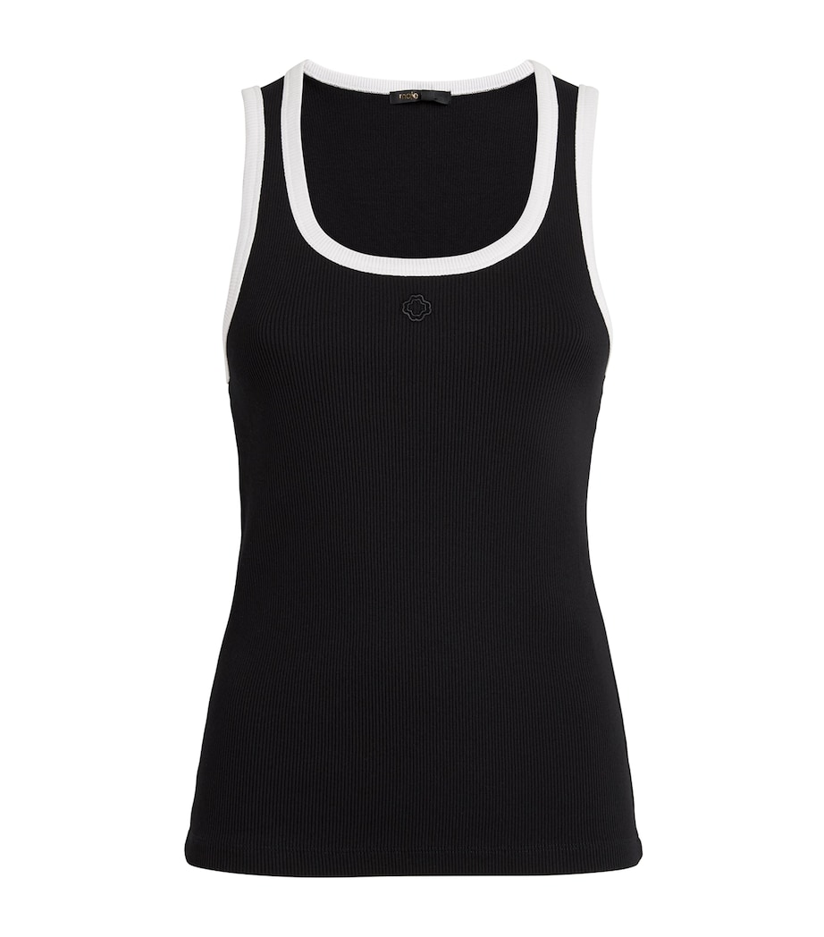 Stretch-Cotton Rib-Knit Tank Top BLACK / WHITE Image 1