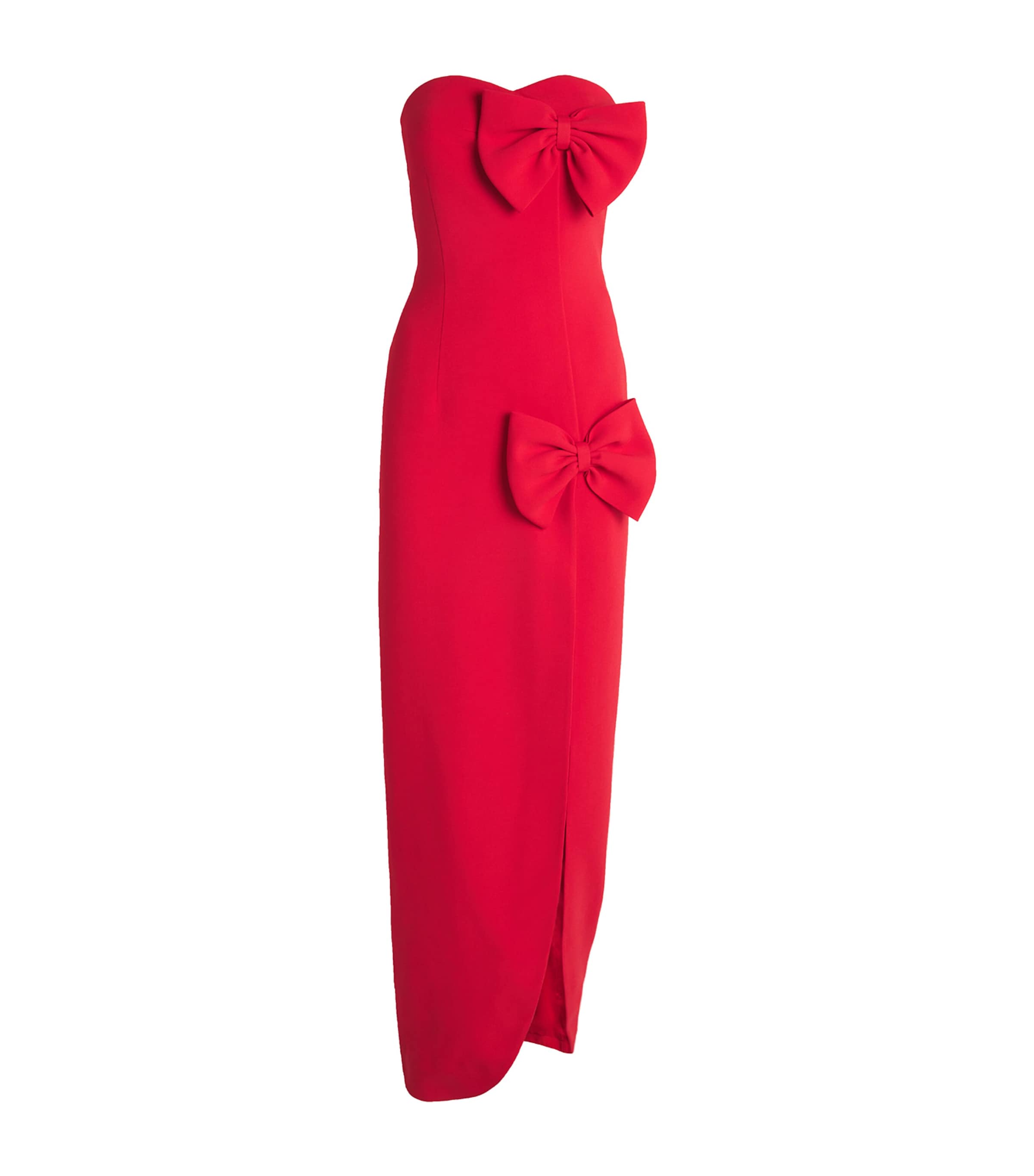 Alessandra Rich Womens Cady Strapless Bow Maxi Dress Red Image 1