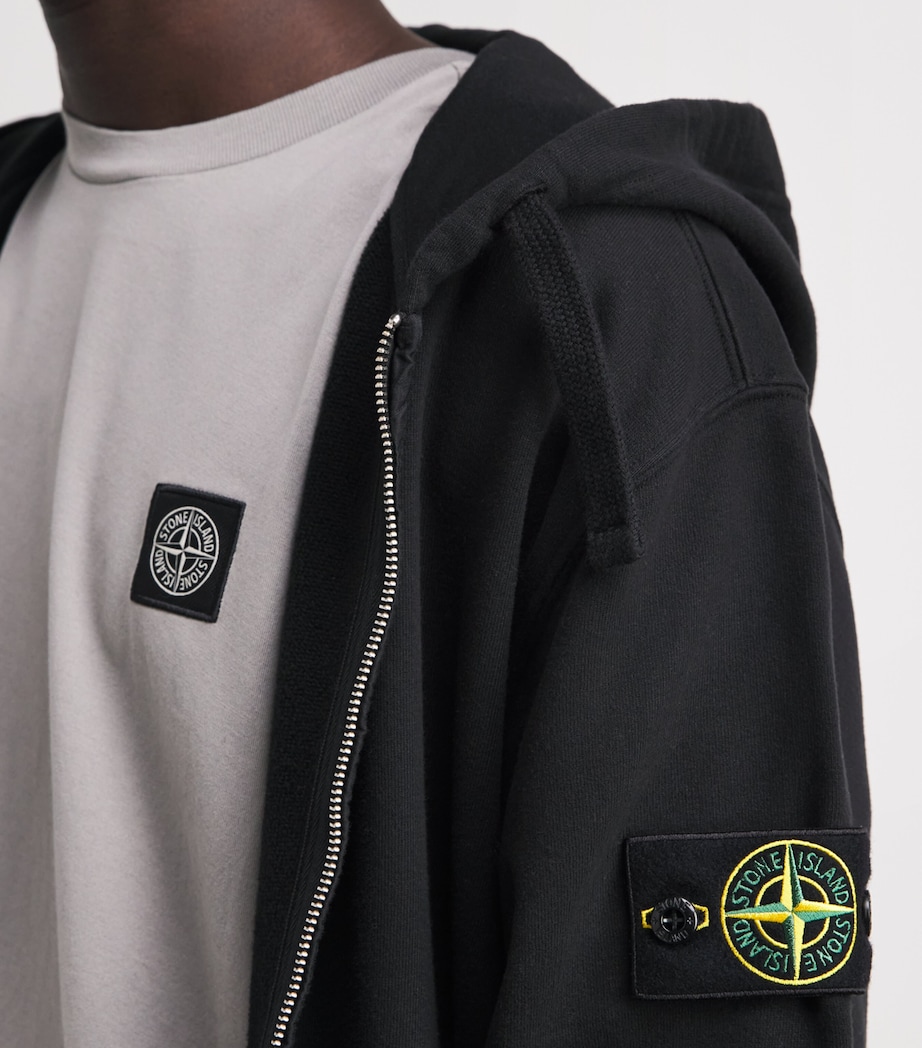 Stone Island Mens Organic Cotton Compass Hoodie Image 3