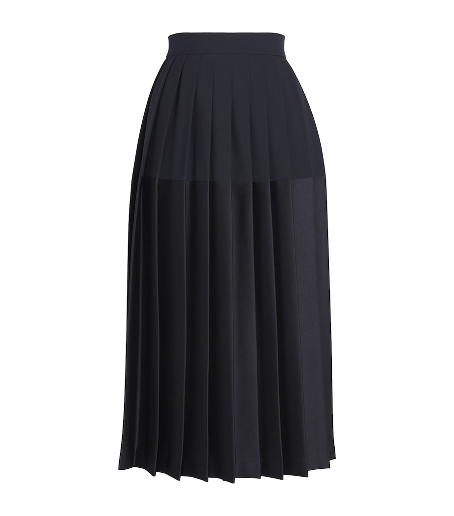 Two-Tone Pleated Midi Skirt NAVY BLUE Image 1