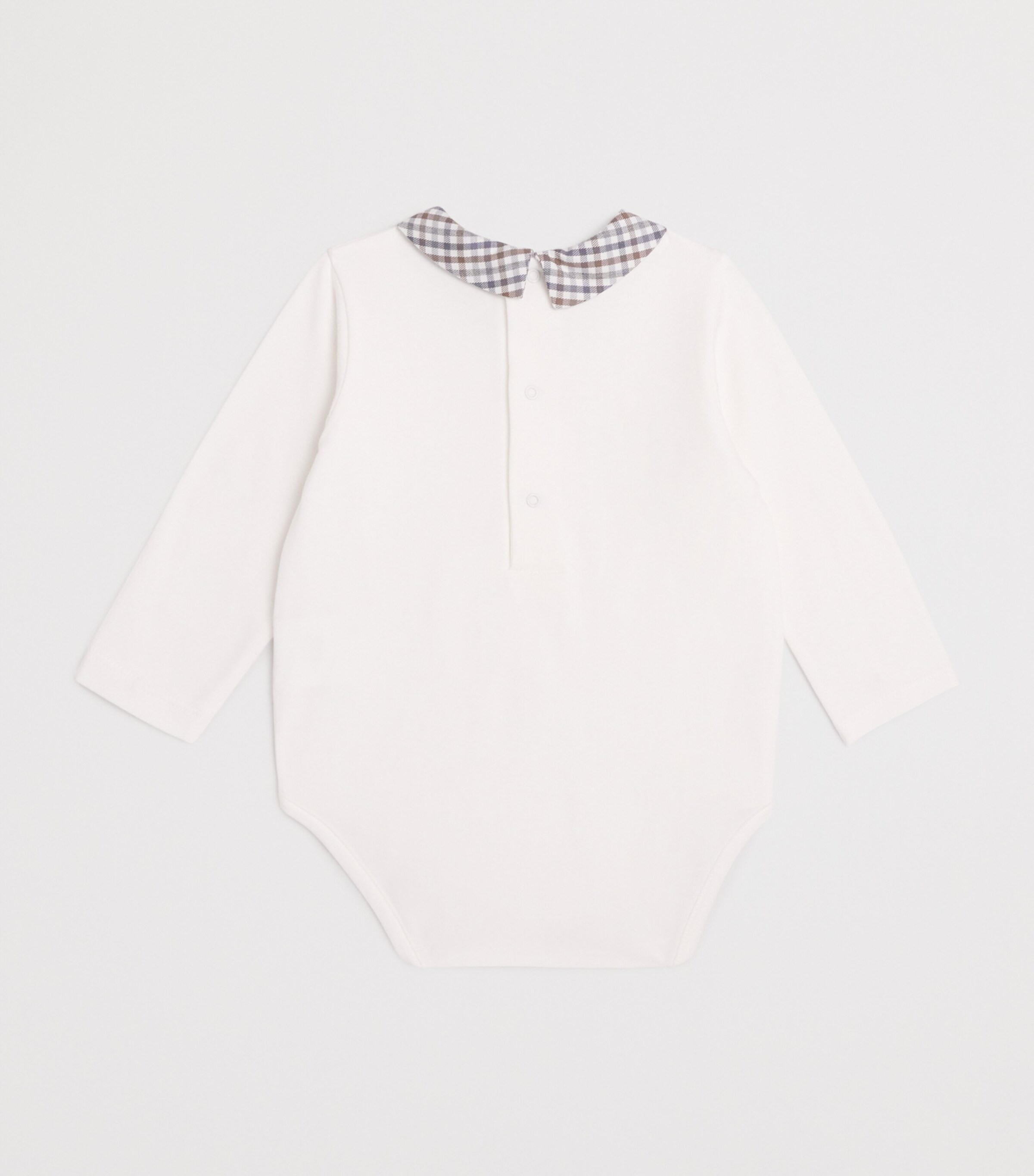 PEPA LONDON Cotton Houndstooth-Collar Bodysuit (1-36 Months) Brown Image 2