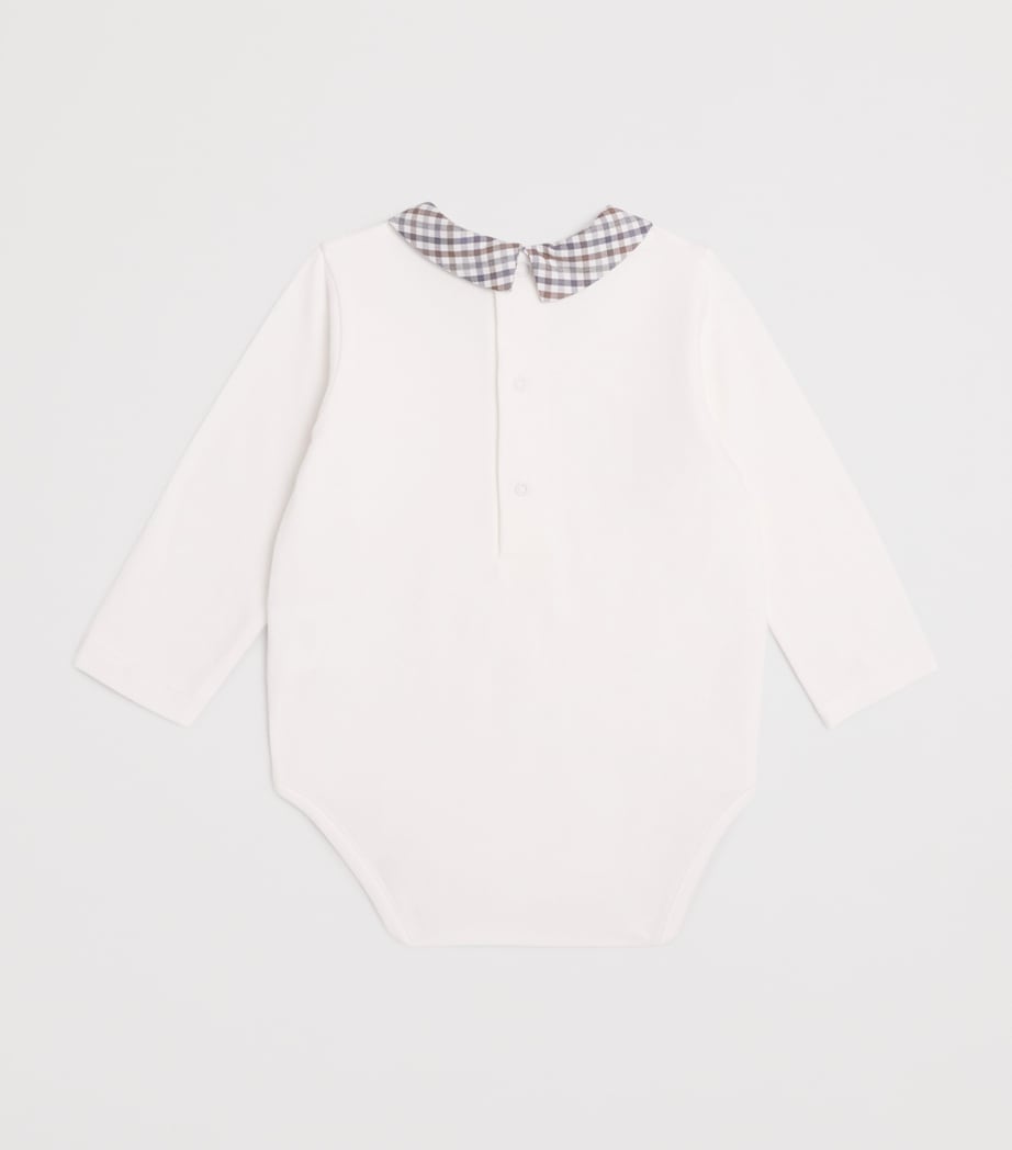 Cotton Houndstooth-Collar Bodysuit (1-36 Months) BROWN Image 2