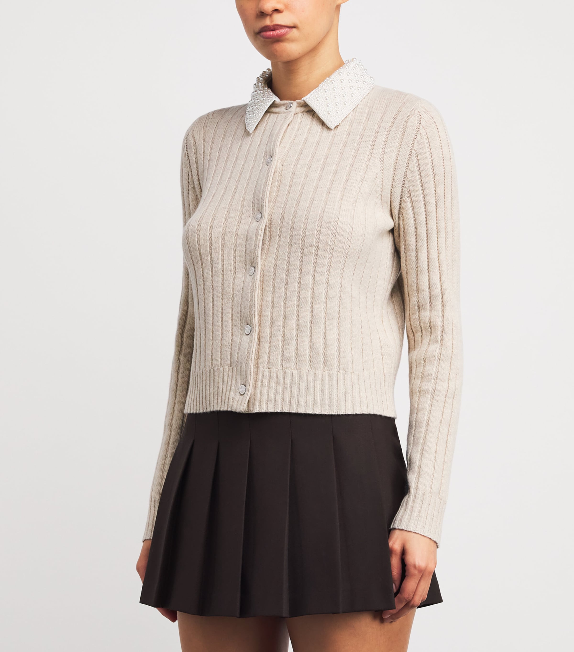 Wool-Blend Embellished Cardigan BEIGE Image 3