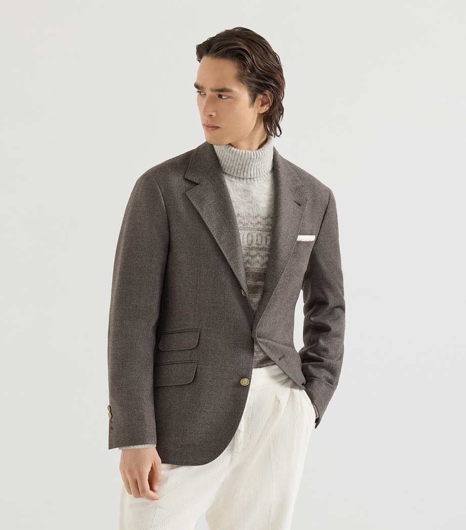 Brunello Cucinelli Mens Virgin Wool Deconstructed Cavallo Blazer Image 4