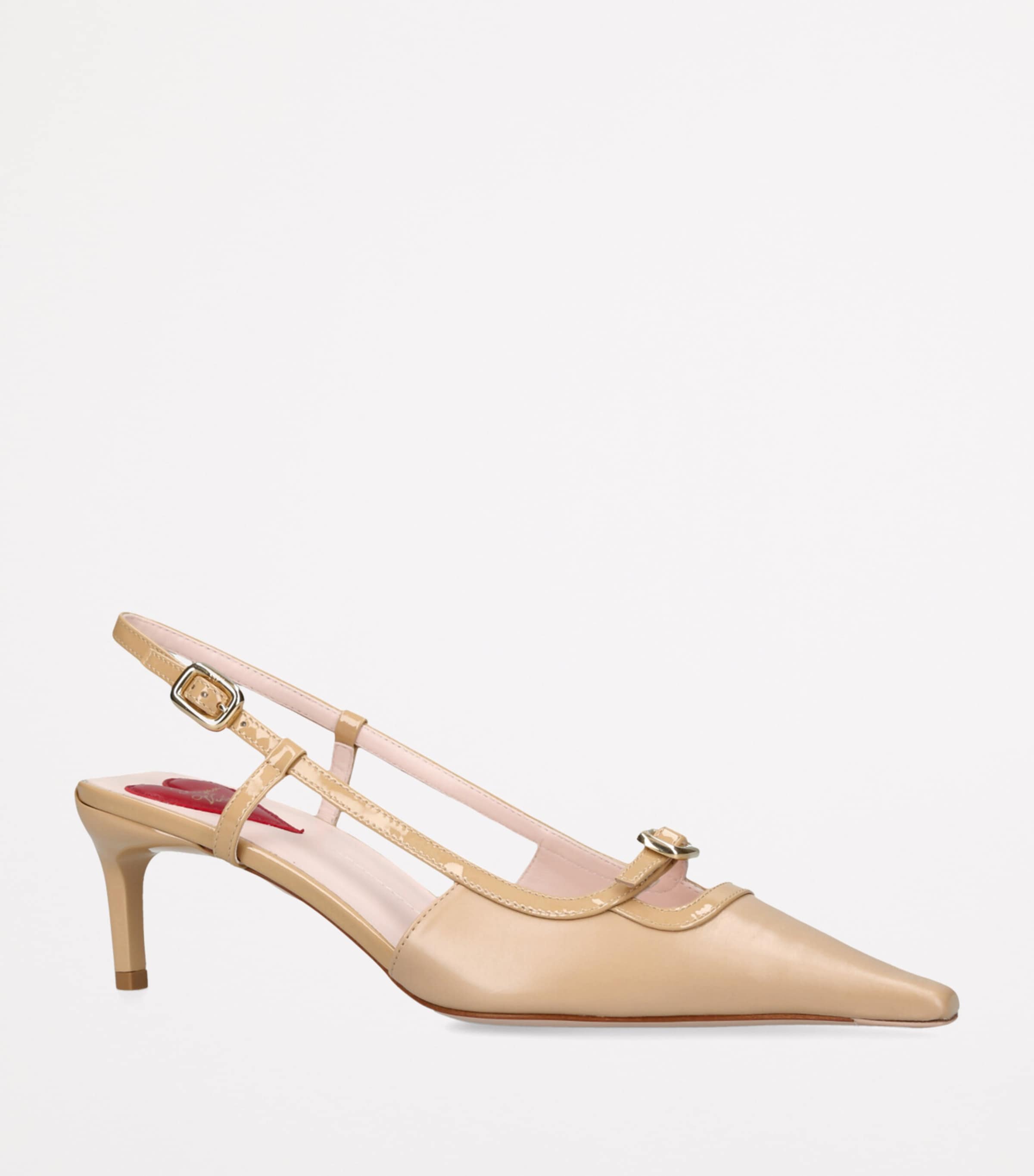 Mini Buckle Slingback Heels 55 TAN Image 3