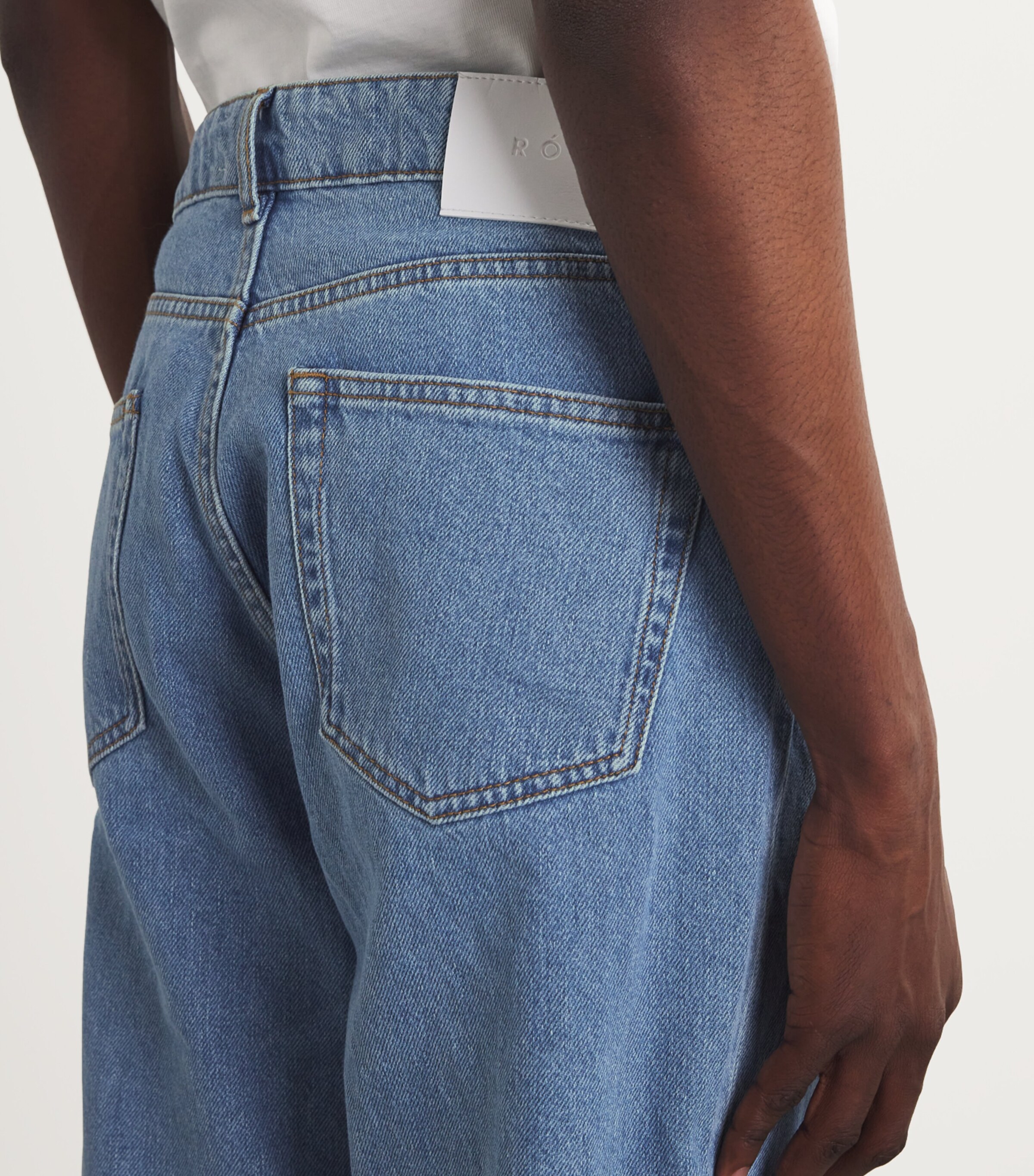 Róhe Mens Cotton Straight Leg Jeans Denim Blue Image 6