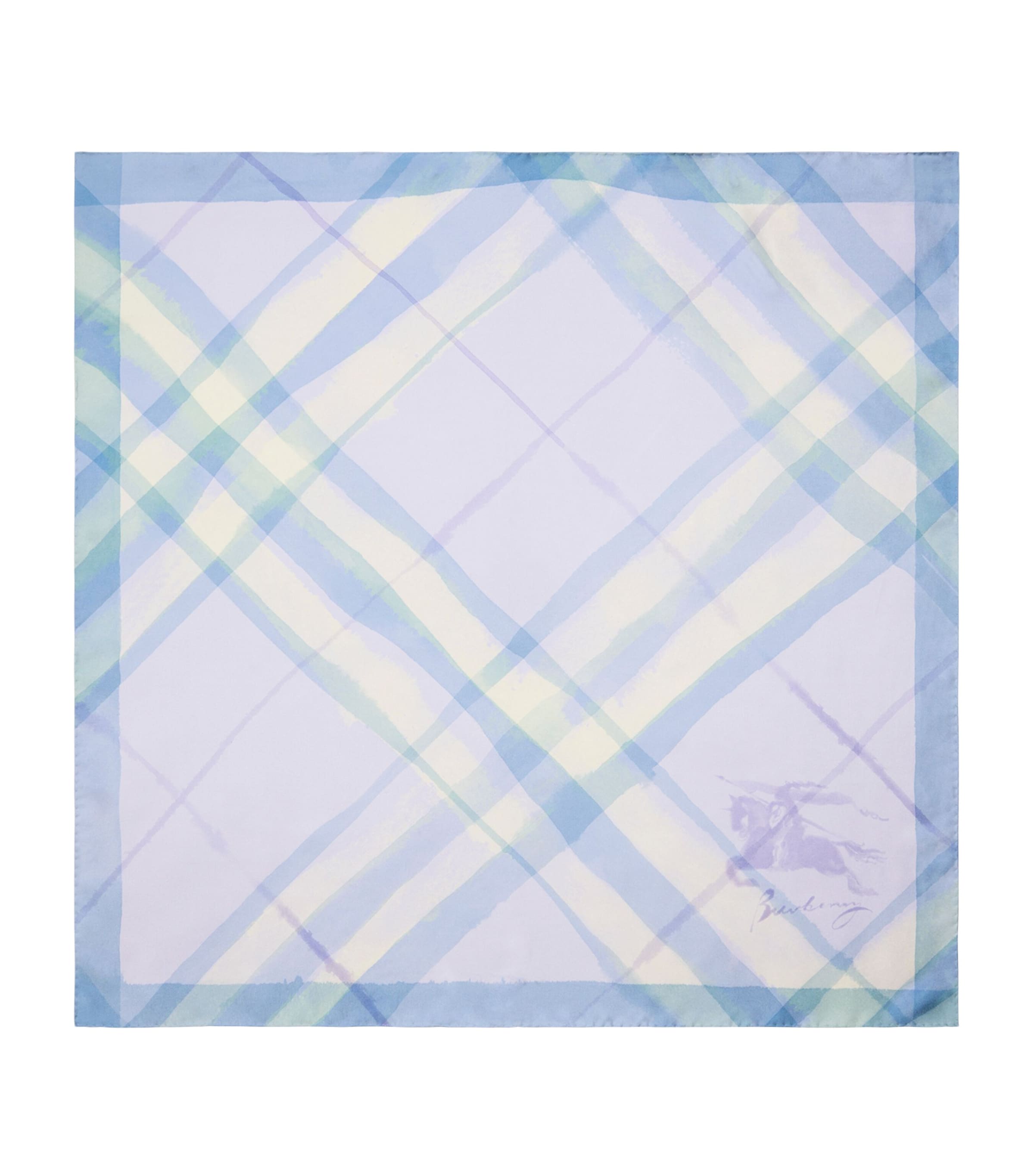 Burberry Silk Watercolour Check Scarf Lilac Purple Image 1