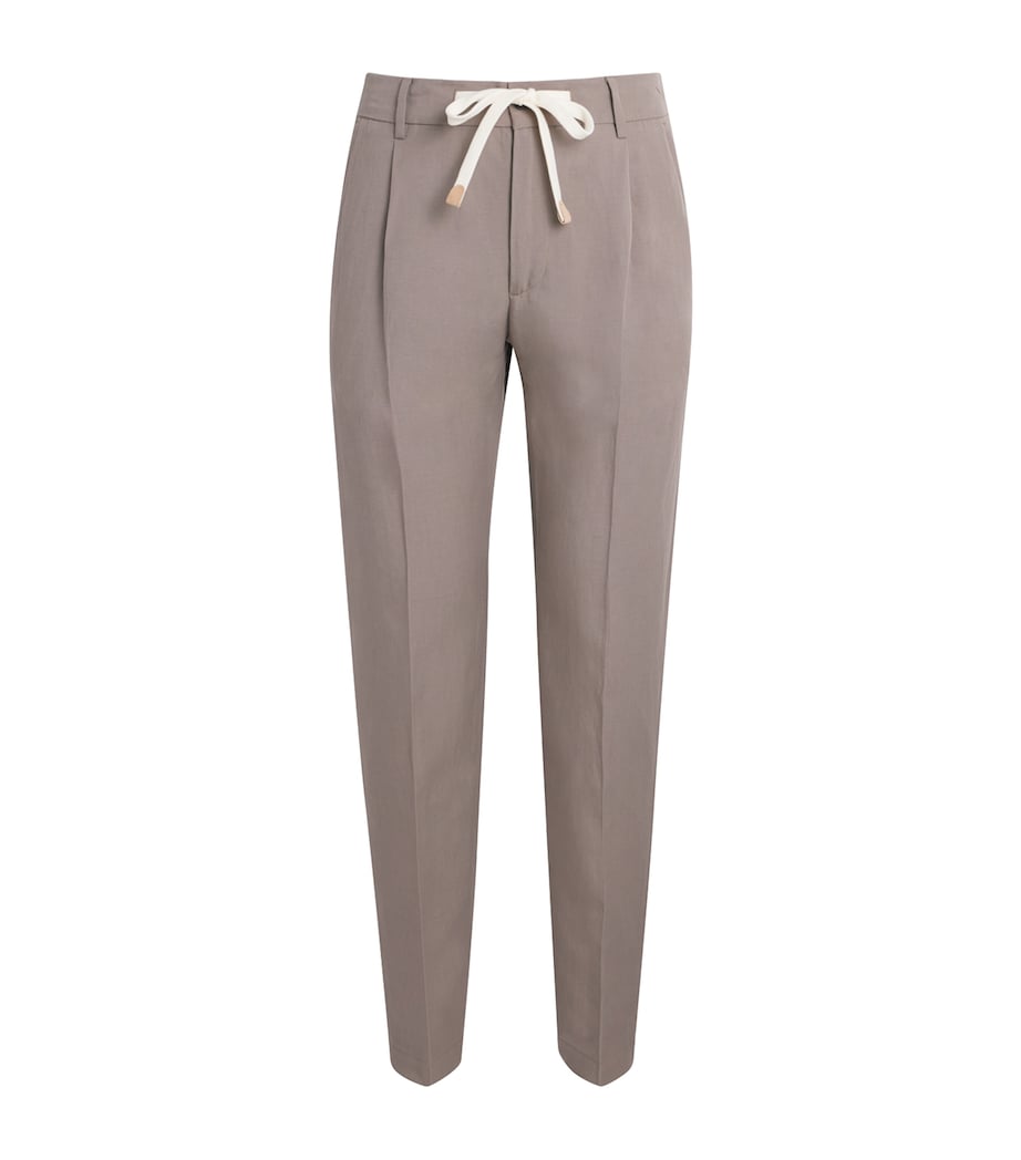 Eleventy Mens Drawstring Pleated Straight Trousers Cardamomo Chiaro Image 1