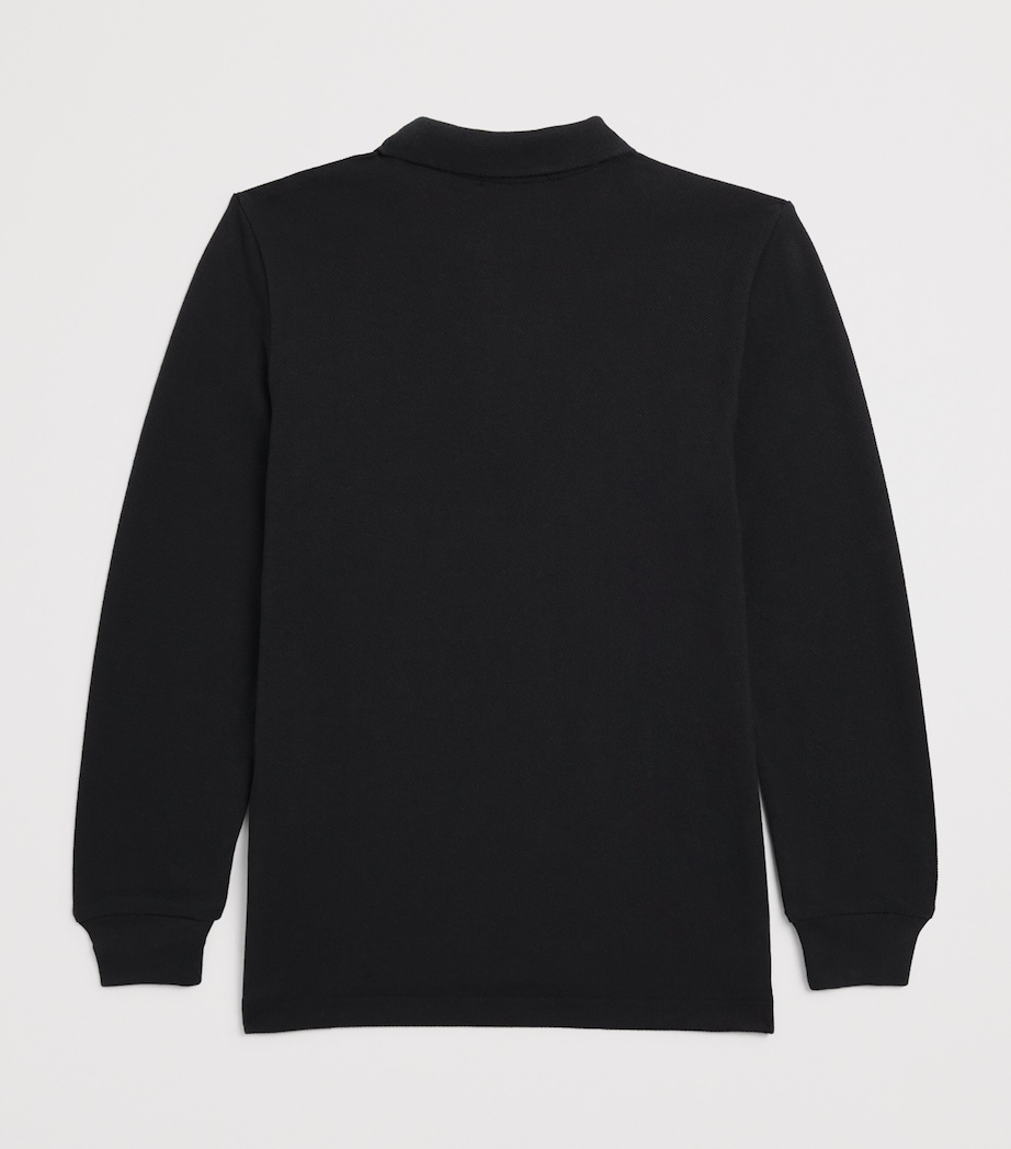 Cotton Long-Sleeve Polo Shirt (7-14 Years) BLACK Image 2