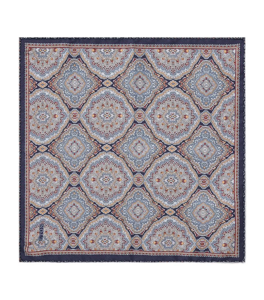 Eton Reversible Jacquard Pocket Square Navy Blue Image 1