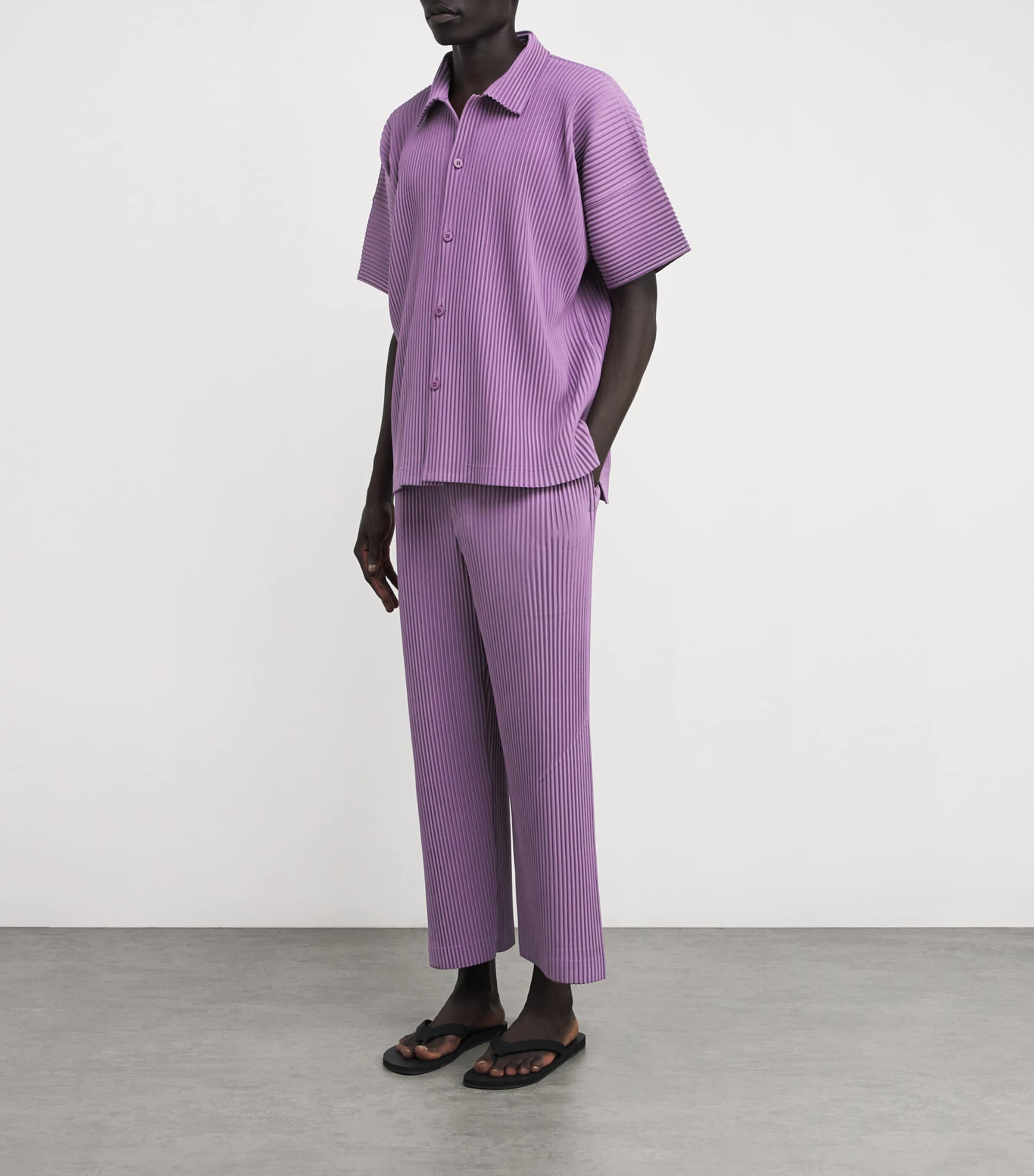 Homme Plissé Issey Miyake Mens Pleated Straight Trousers Viola Purple Image 2