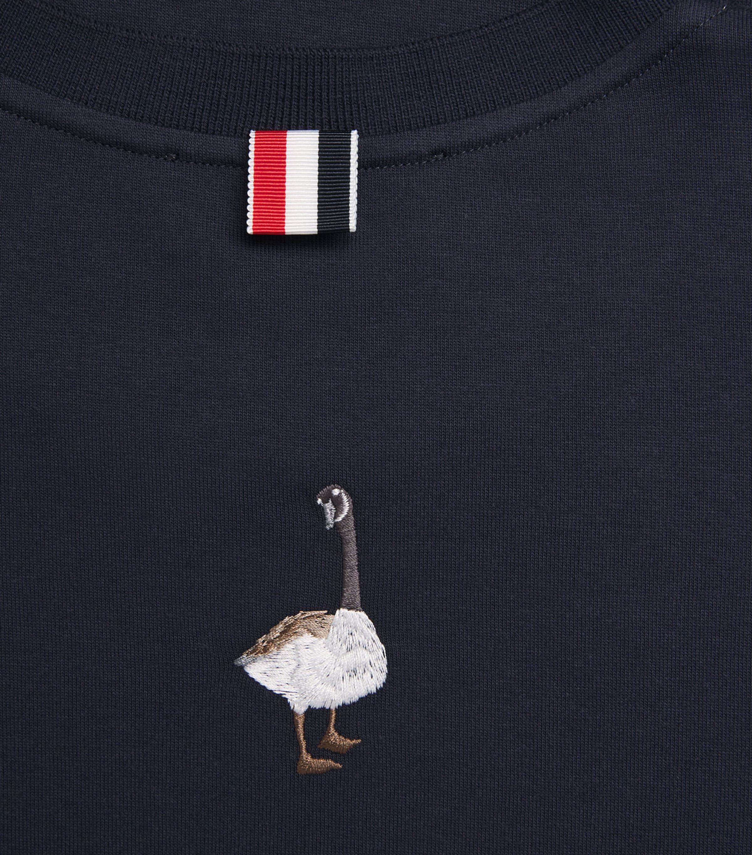 Cotton Embroidered Geese T-Shirt NAVY Image 5