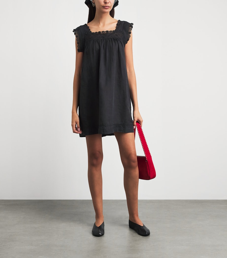 DÔEN Womens Organic Cotton Almadia Mini Dress Black Image 2