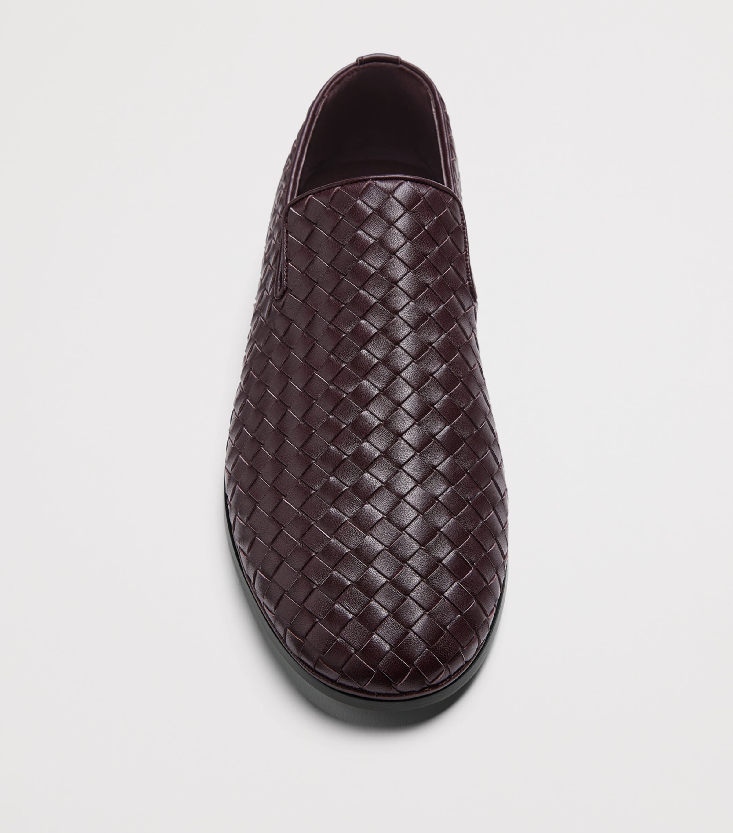 Bottega Veneta Men\'s Woven Leather Loafers — Wine/Burgundy BOTTEGA VENETA Silenzio intrecciato leather loafers | NET-A  main image 3