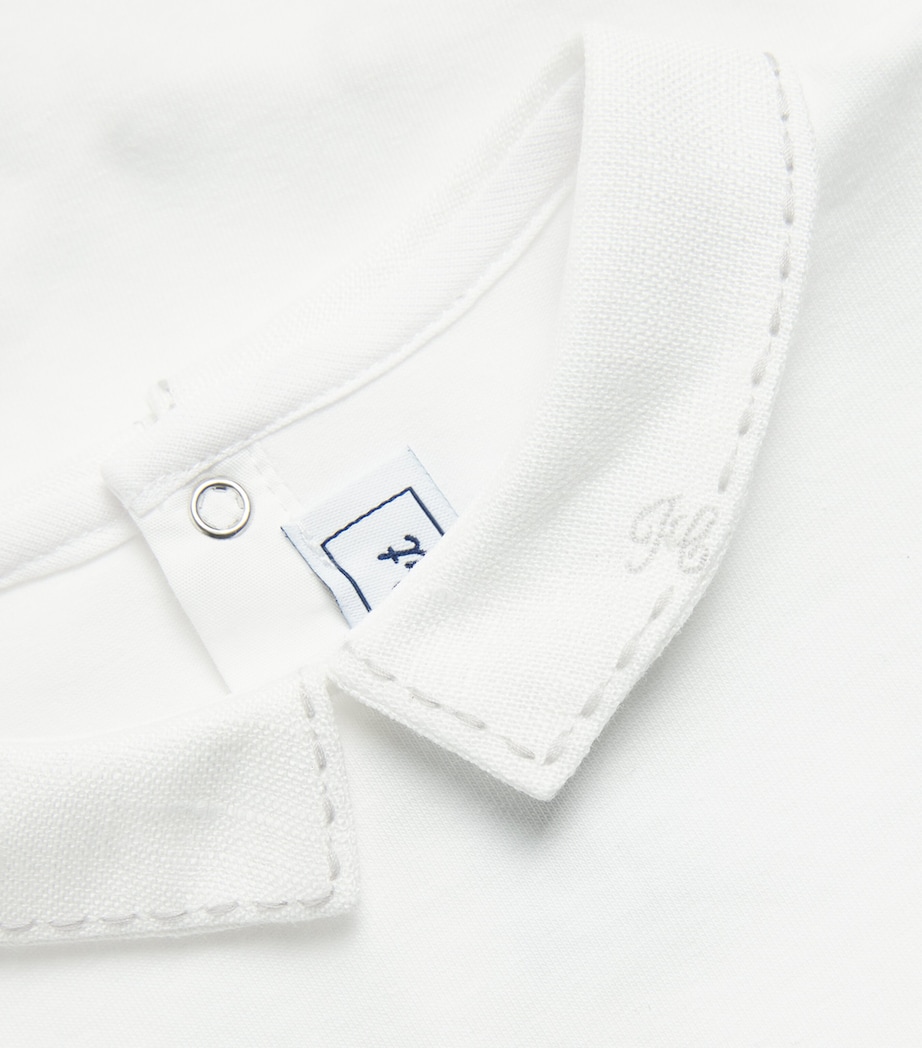 Cotton-Blend Grey Embroidered Bodysuit (3 Months – 3 Years) BLANC Image 3