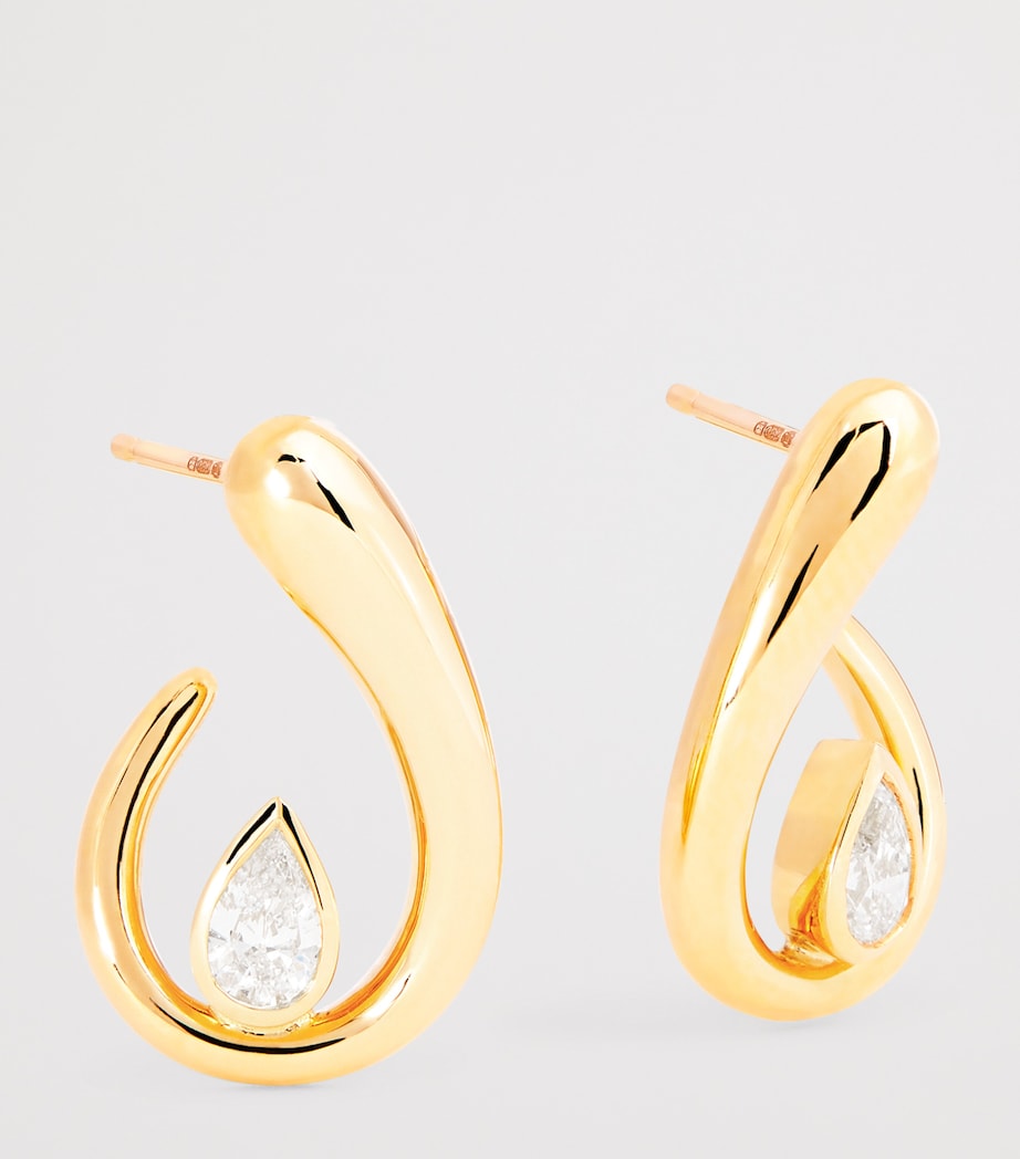 Yellow Gold and Diamond Loop Earrings YELLOW GOLD Image 3