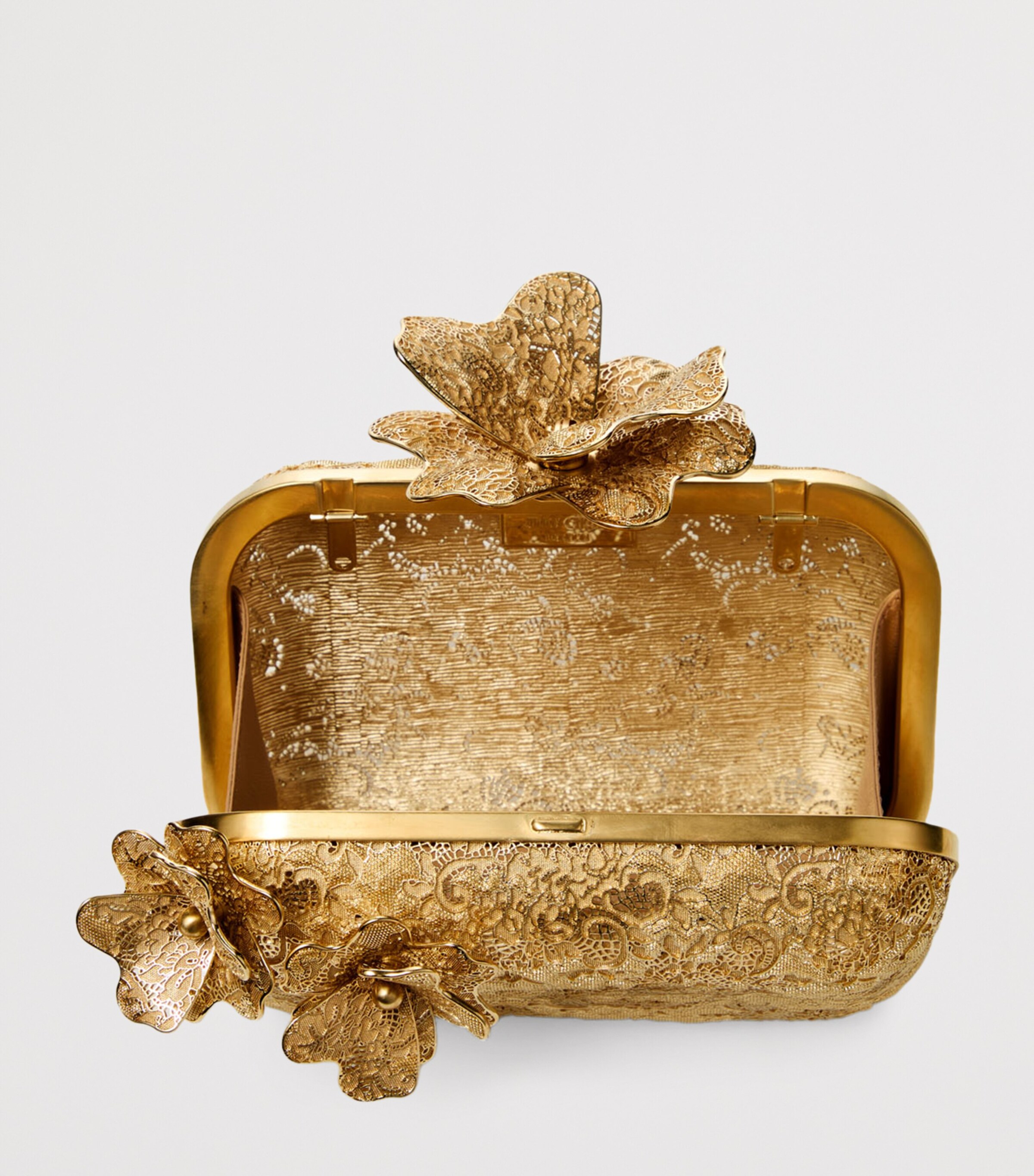 Jimmy Choo Cloud Metal Lace Clutch Bag Gold Image 5