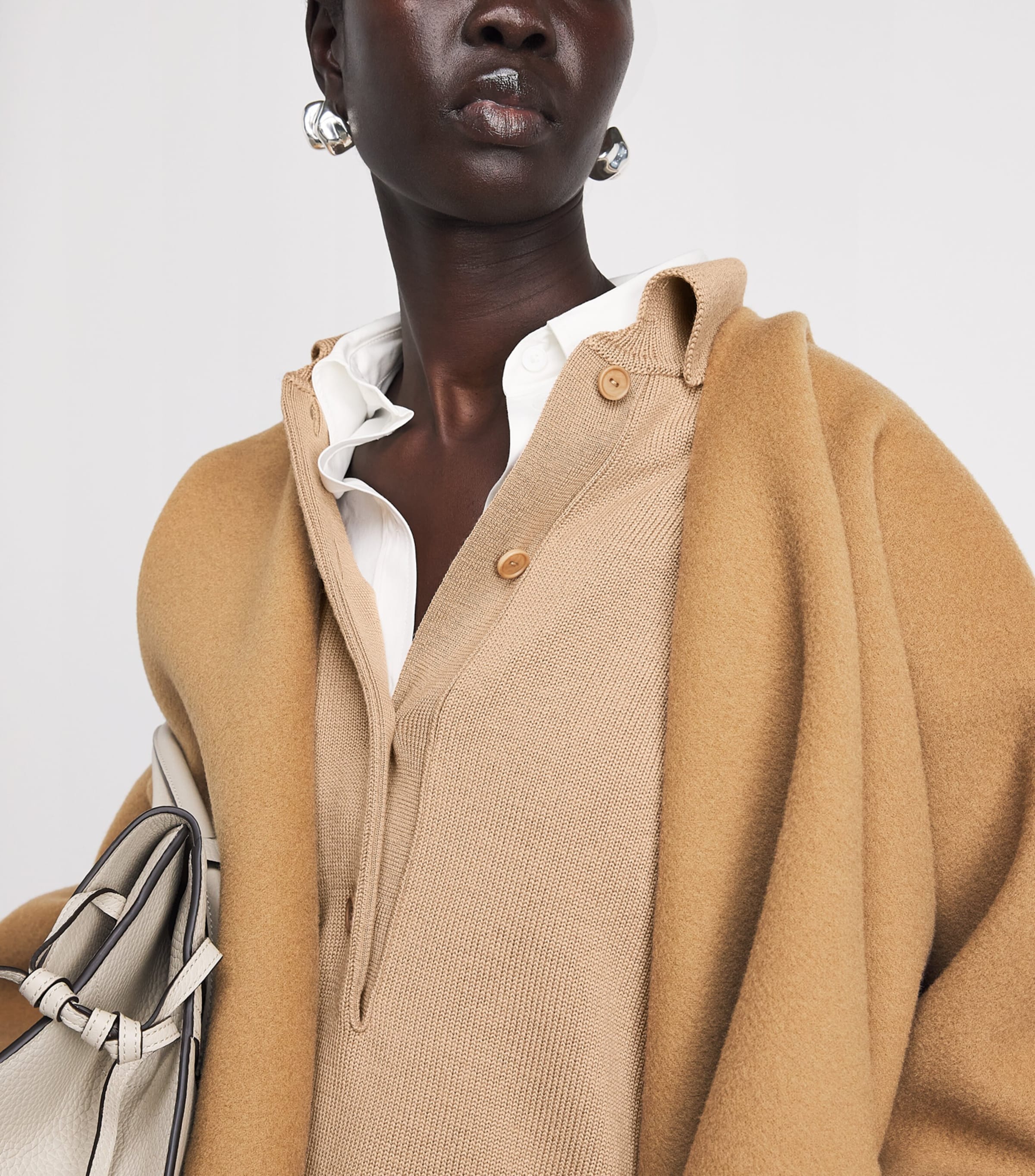 MM Womens Wool Polo Sweater Camel Image 2