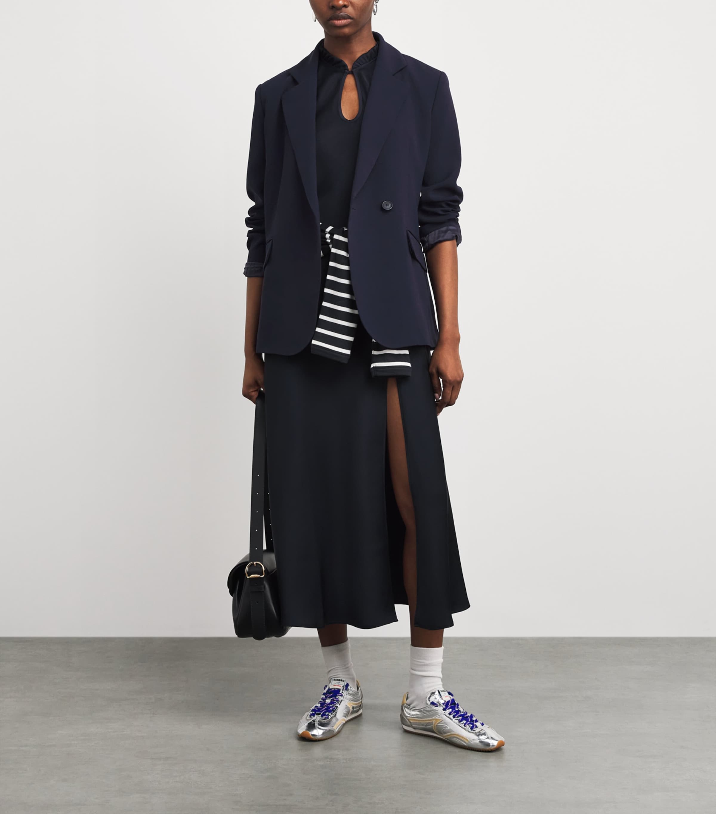 Claudie Pierlot Womens Double-Breasted Blazer Navy Image 2