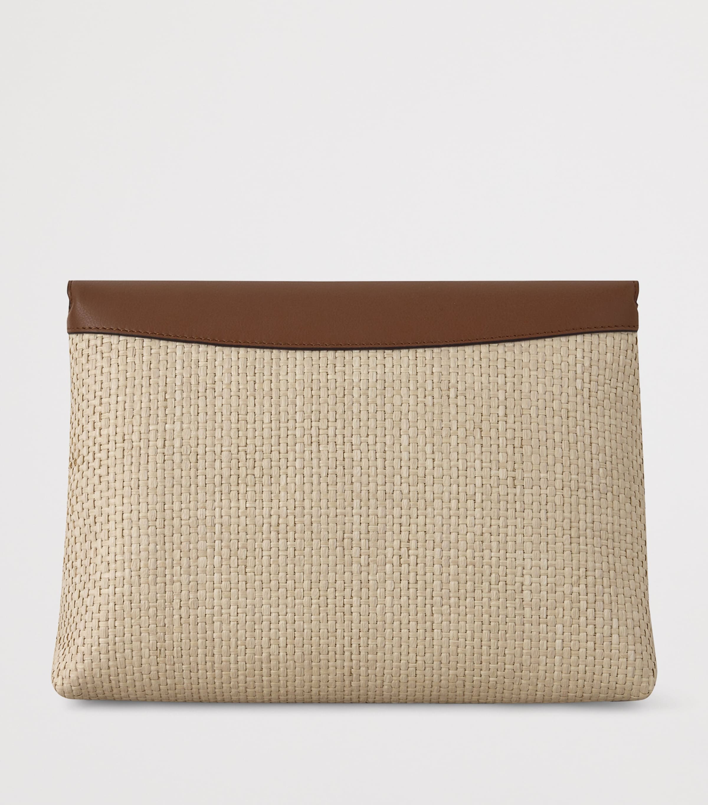 Mulberry Large Raffia and Leather Darley Cosmetic Pouch Ecru & Bright Oak Image 3
