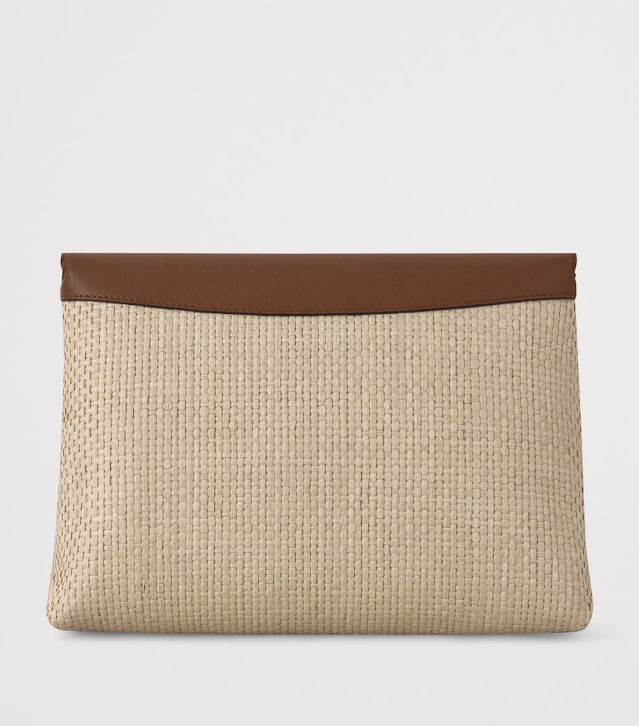 Mulberry Large Raffia and Leather Darley Cosmetic Pouch Ecru & Bright Oak Image 3
