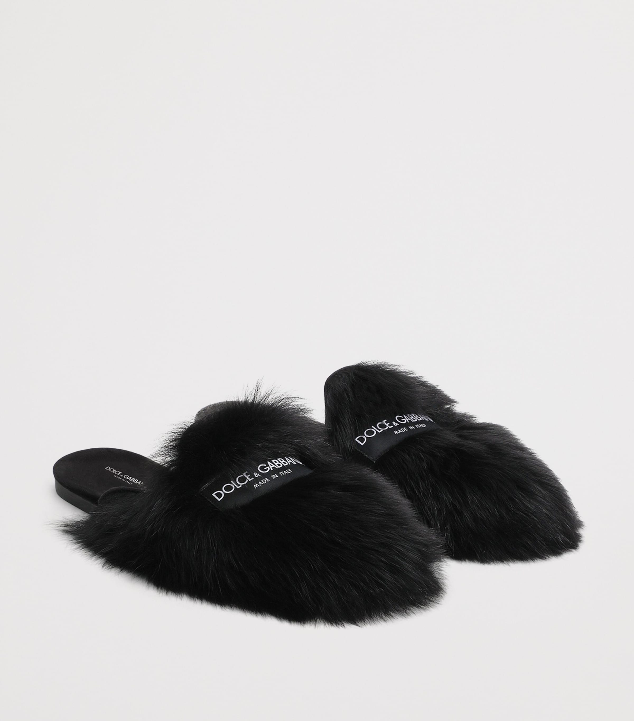 Dolce&Gabbana Shearling Slippers Blac Image 2