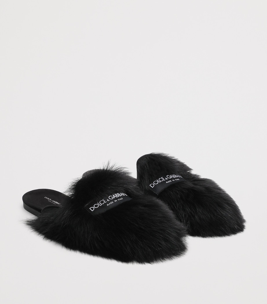 Dolce&Gabbana Shearling Slippers Blac Image 2