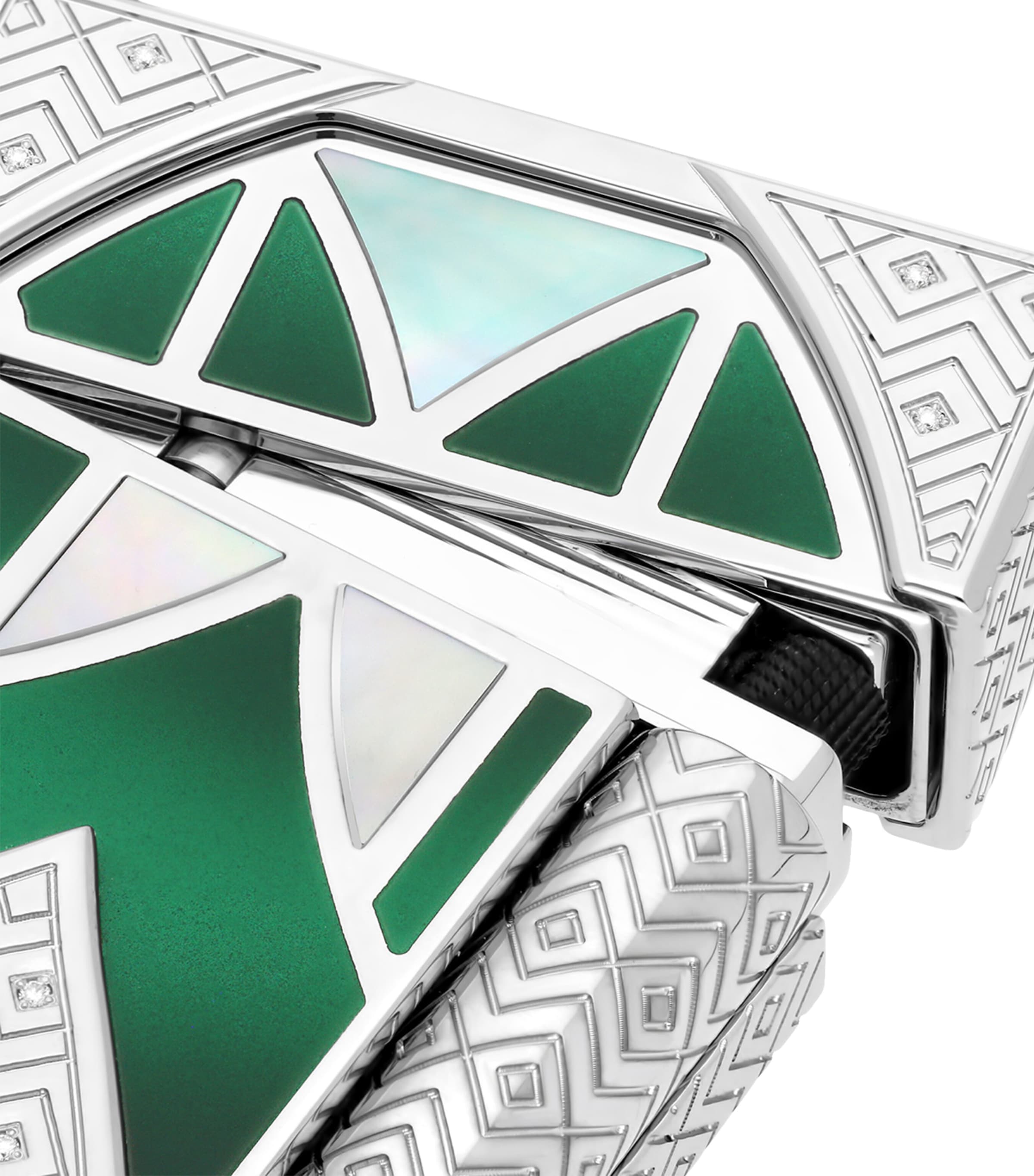 S.T. Dupont Haute Creation Maharaja Lighter Palladium + Green Image 3