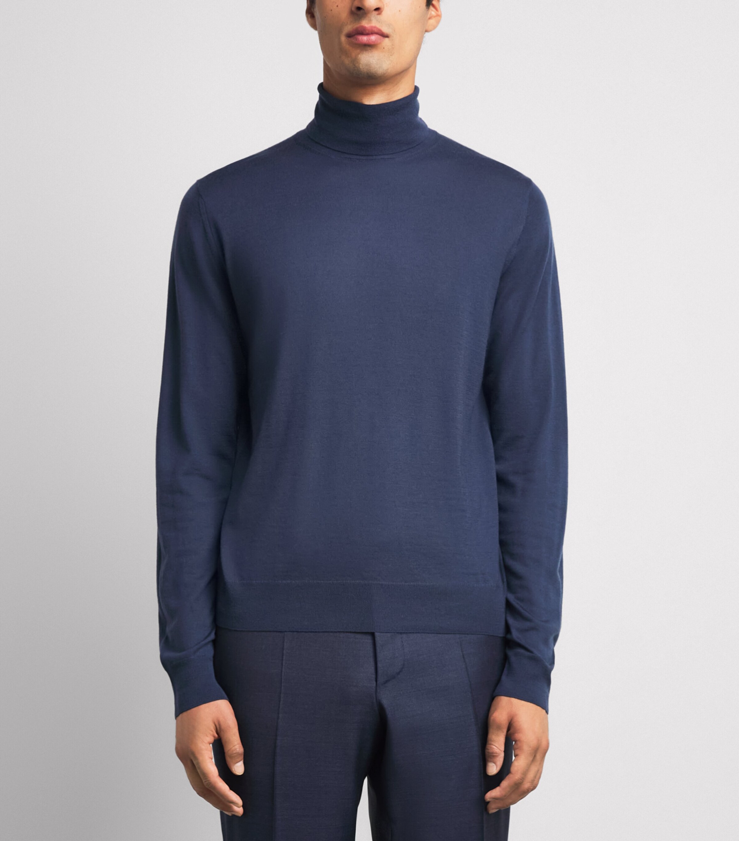 Corneliani Mens Merino Rollneck Sweater Drk Ceruole Blue Image 4