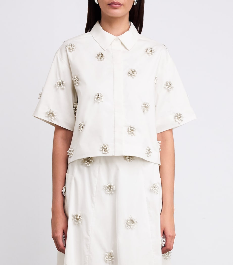 Cotton Embellished Cosmo Shirt WHITE Image 3